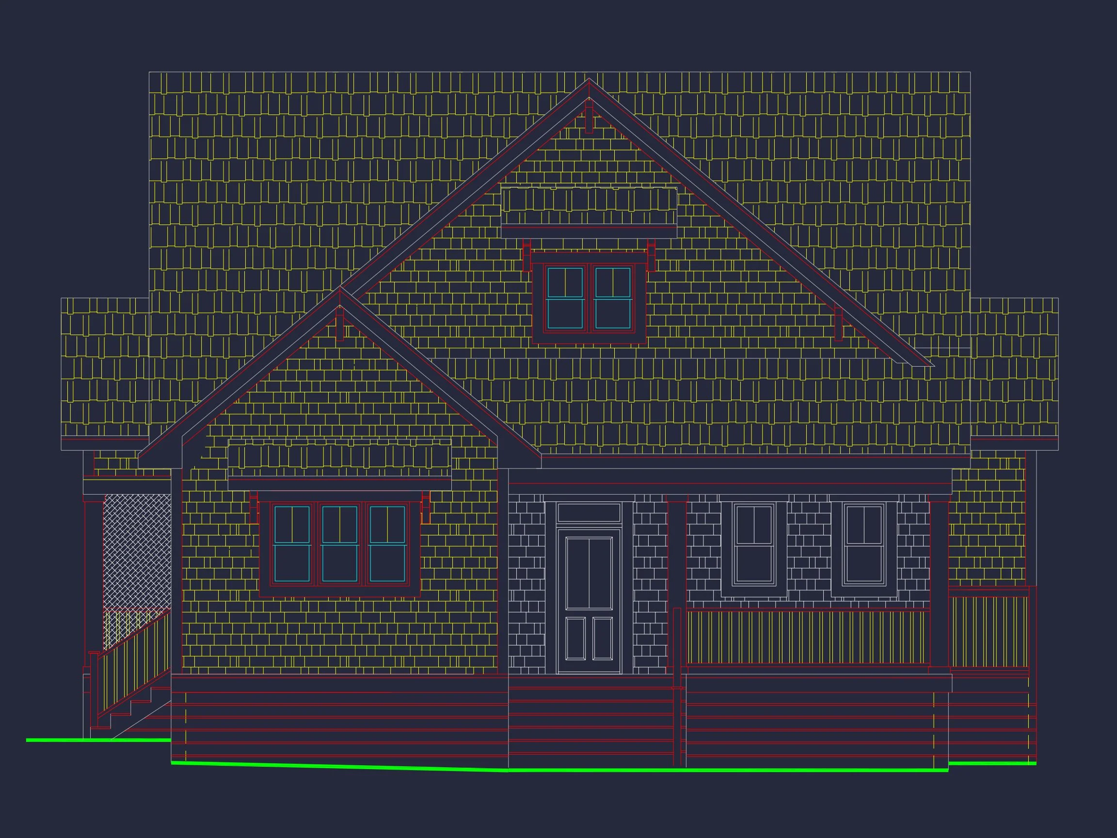 Beach Cottage Floor Plan with Detached Garage and CAD Designs