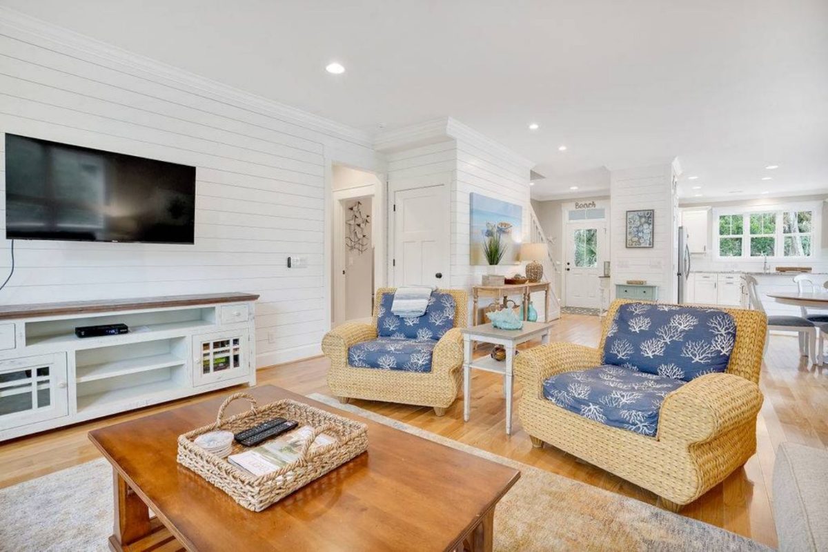 Beach Cottage Floor Plan with Detached Garage and CAD Designs