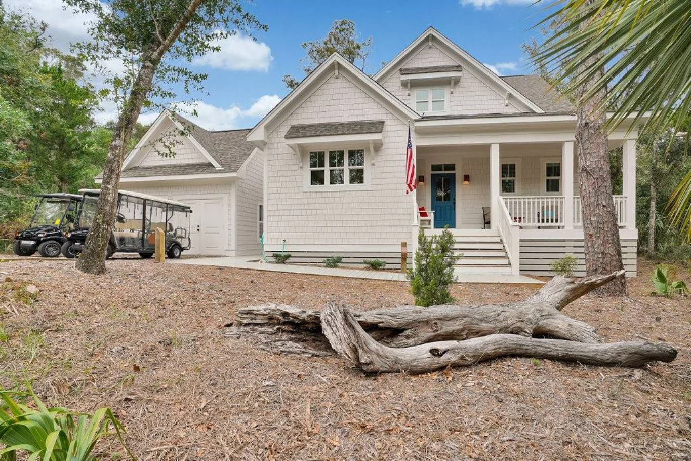 Beach Cottage Floor Plan with Detached Garage and CAD Designs