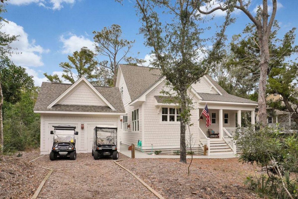 Beach Cottage Floor Plan with Detached Garage and CAD Designs