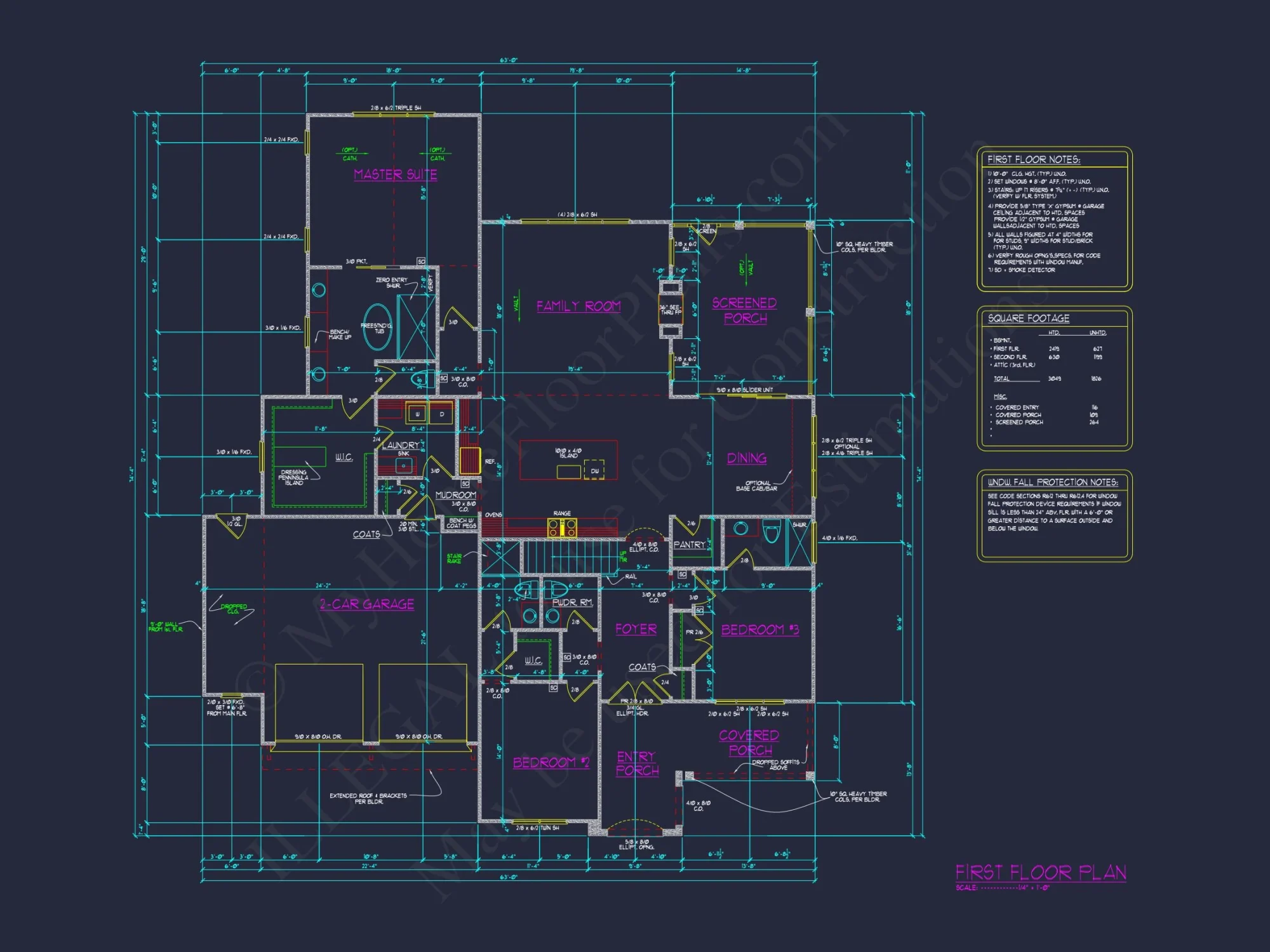 Craftsman house Plan with Spacious Floor Designs and CAD Blueprint