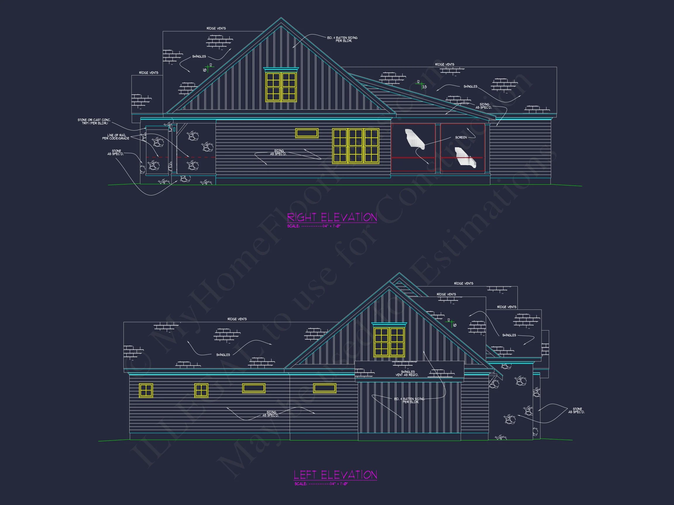 Craftsman house Plan with Spacious Floor Designs and CAD Blueprint
