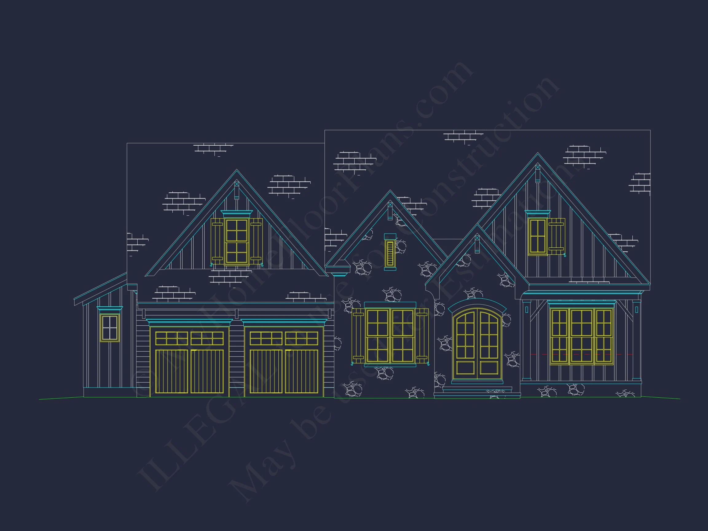 Craftsman house Plan with Spacious Floor Designs and CAD Blueprint