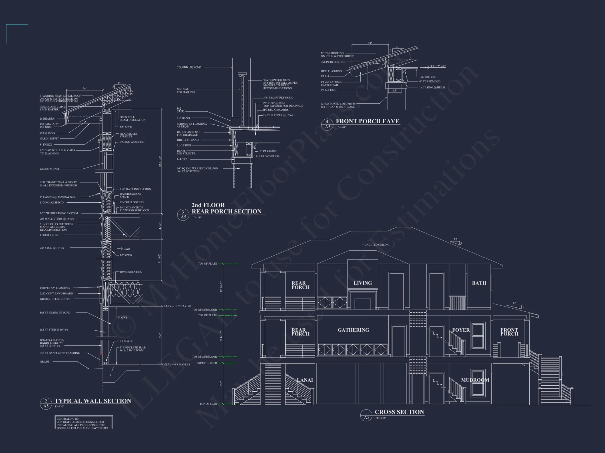 Elegant 2-Story house Plan with CAD Designs & Coastal Blueprint