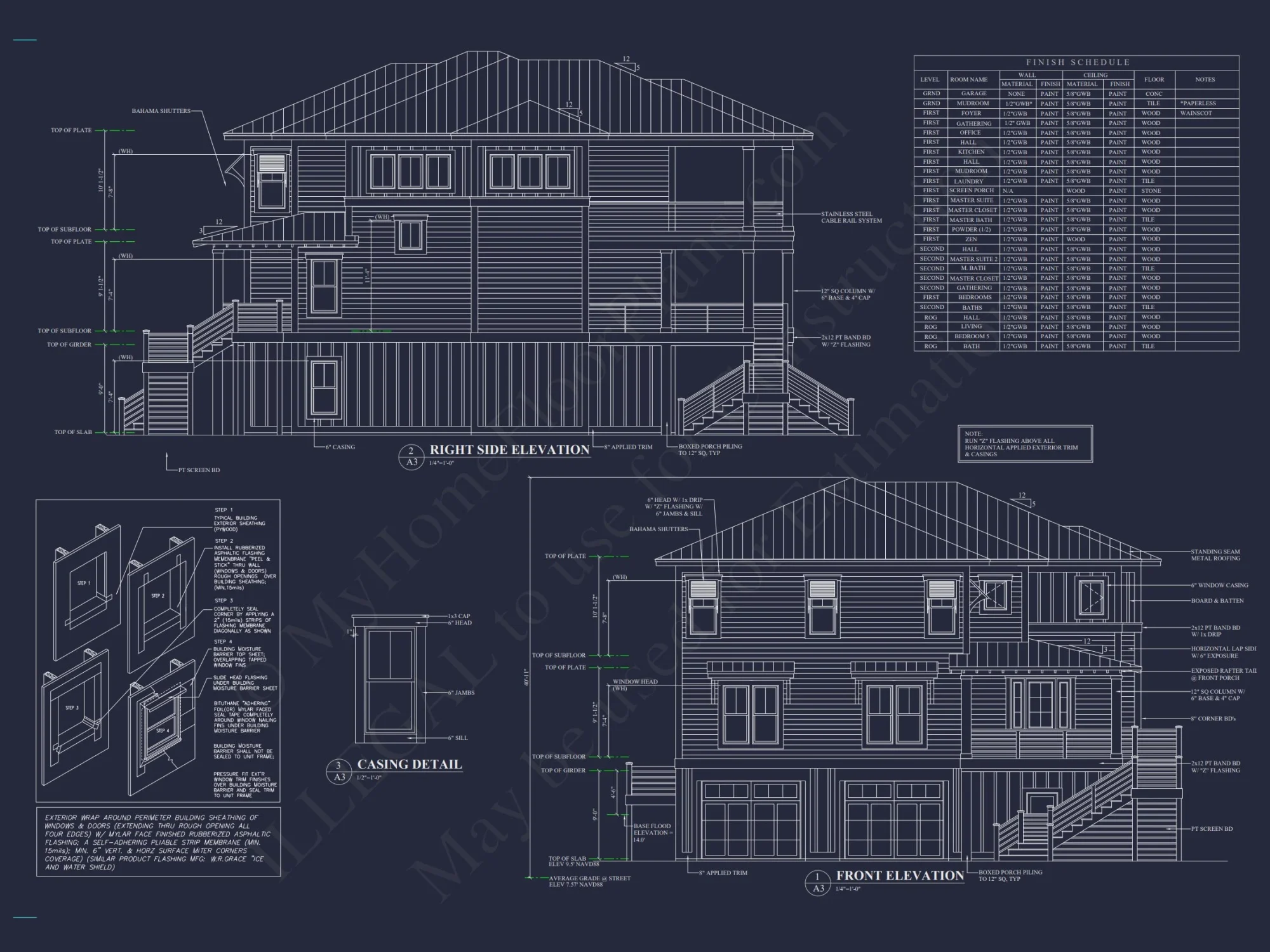 Elegant 2-Story house Plan with CAD Designs & Coastal Blueprint