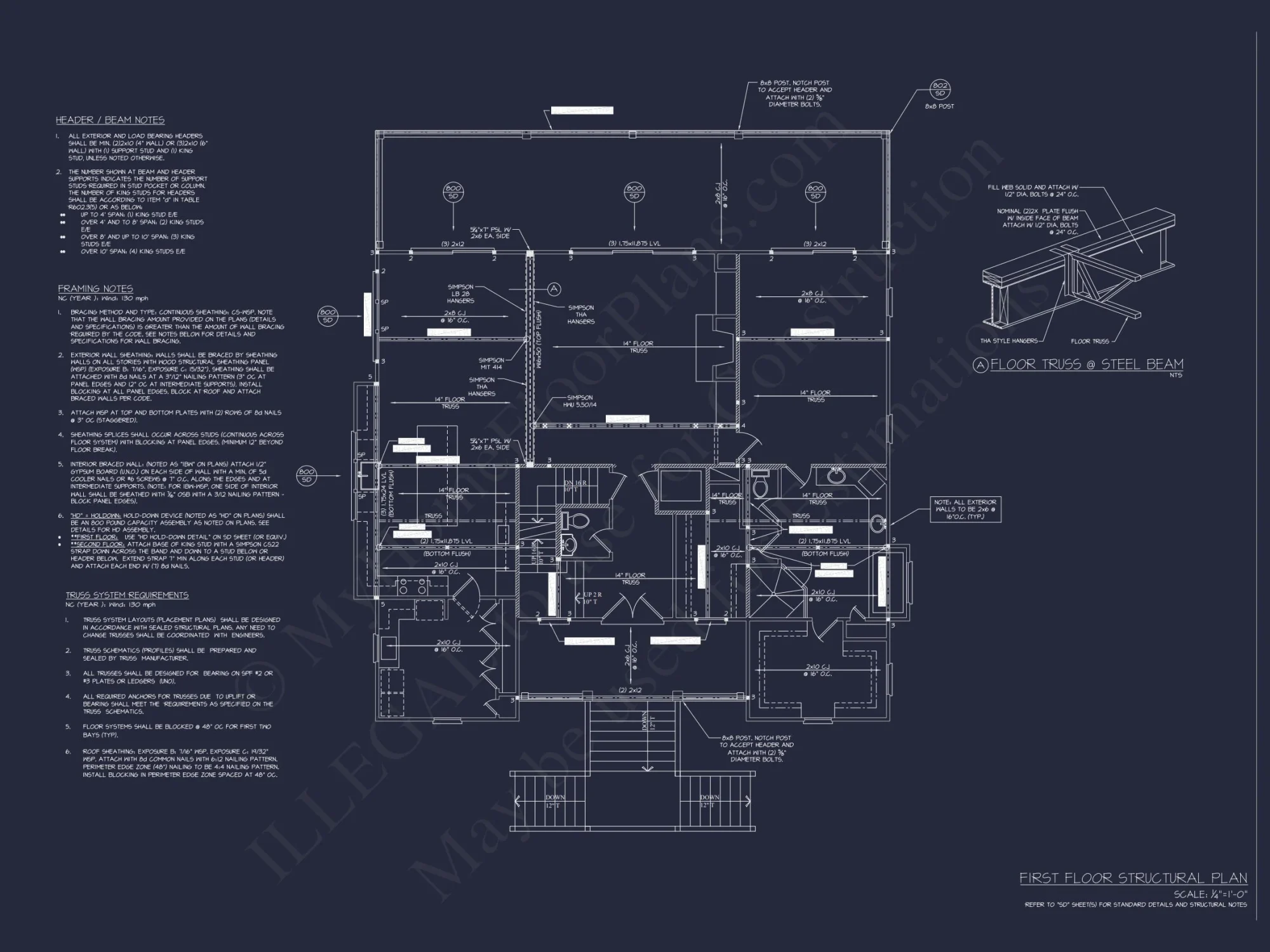 Spacious Coastal house Floor Plan with 5 Beds & Elevator