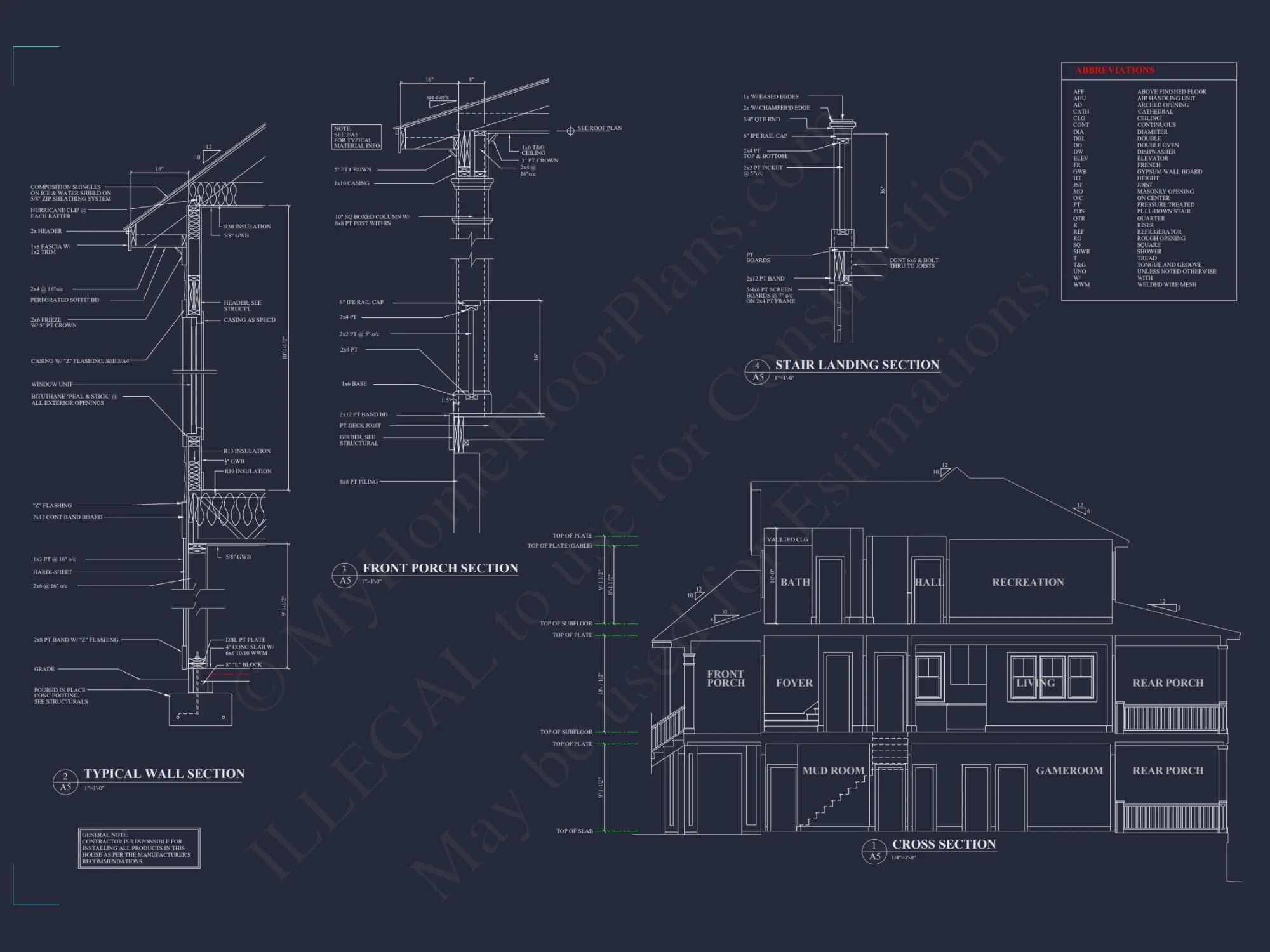 Spacious Coastal house Floor Plan with 5 Beds & Elevator