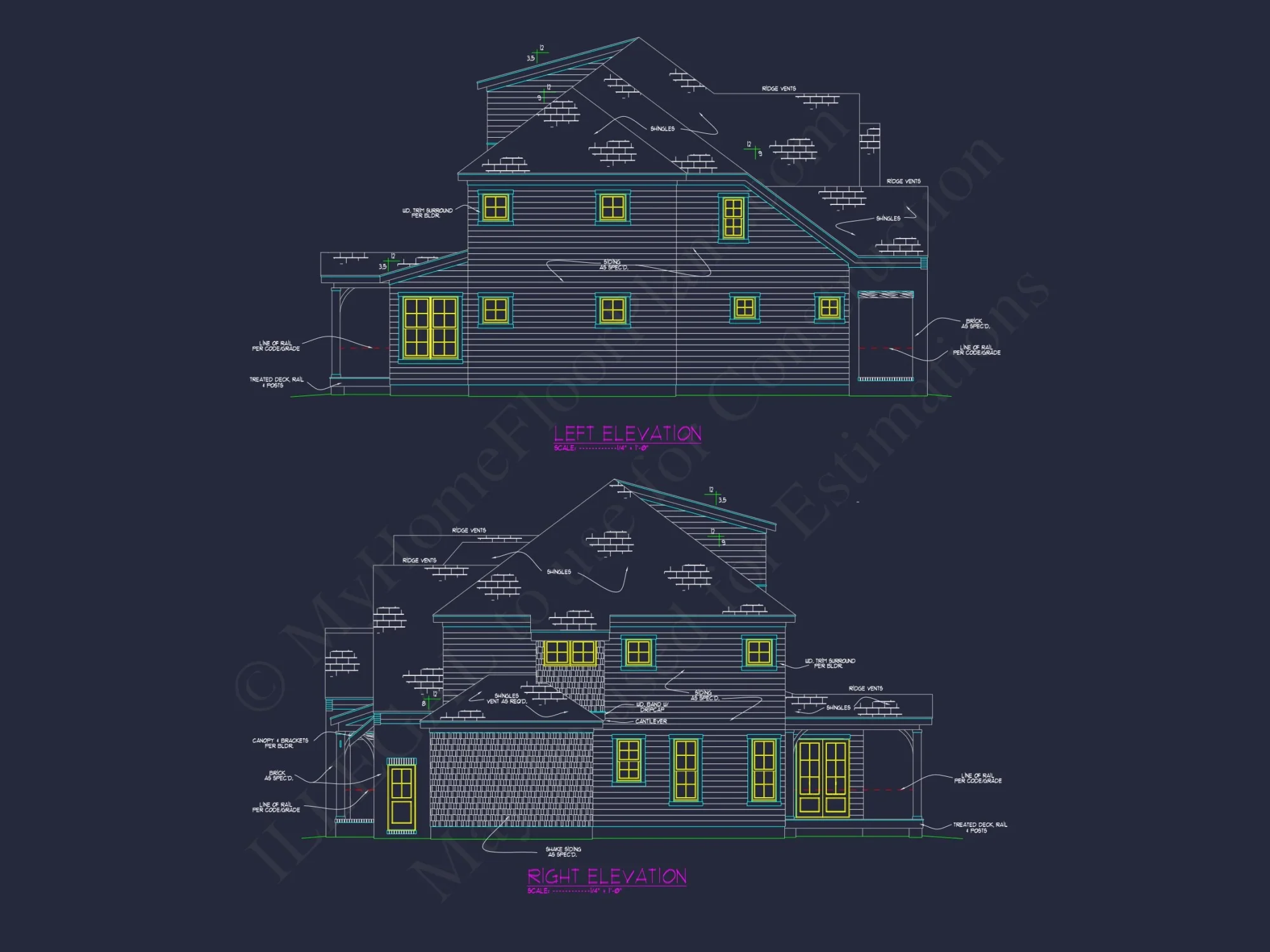 Modern Craftsman house Floor Plan with CAD Designs & Blueprints