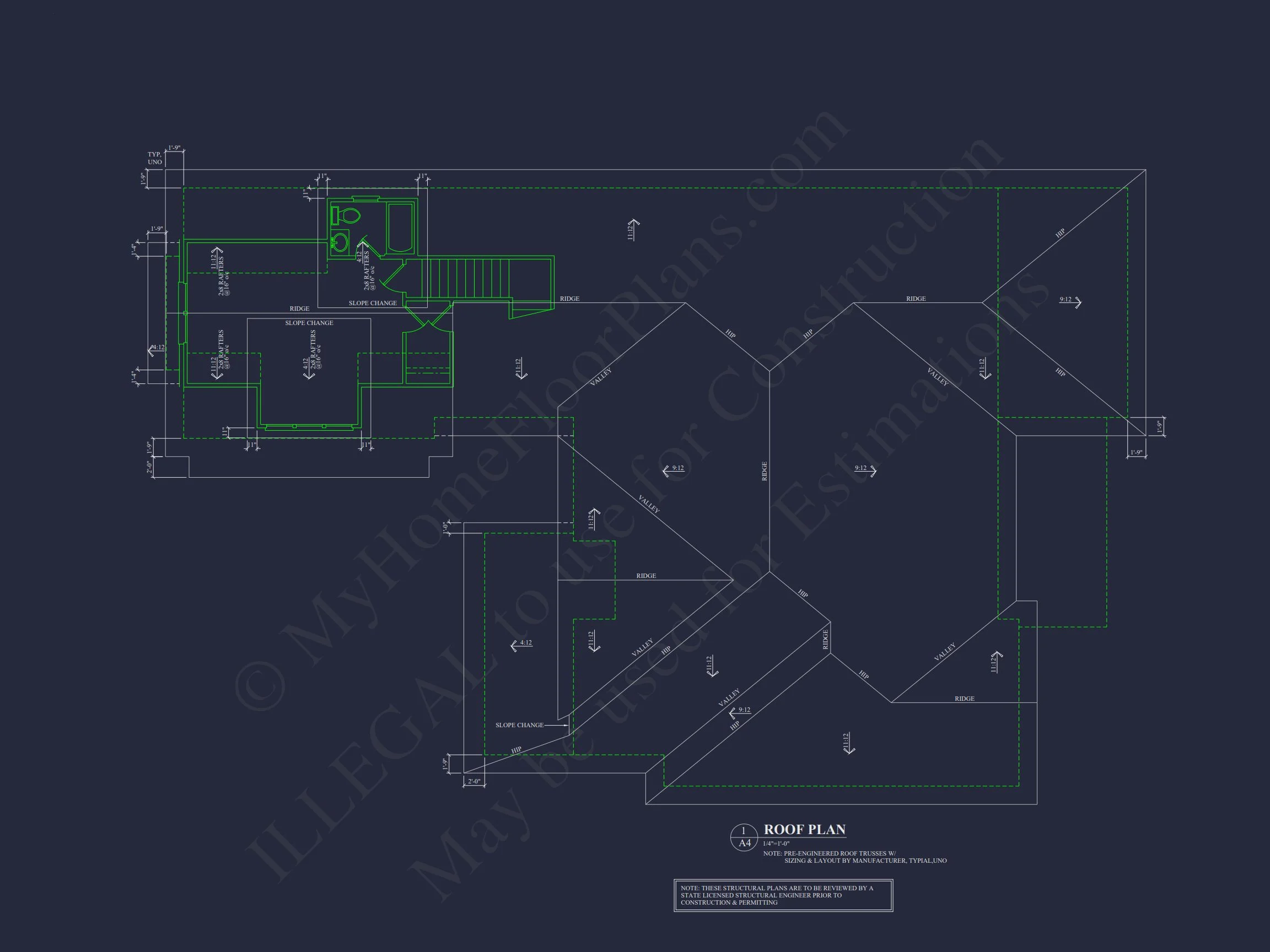 Modern Craftsman house Plan with 1.5 Floors, CAD Designs, and Blueprint