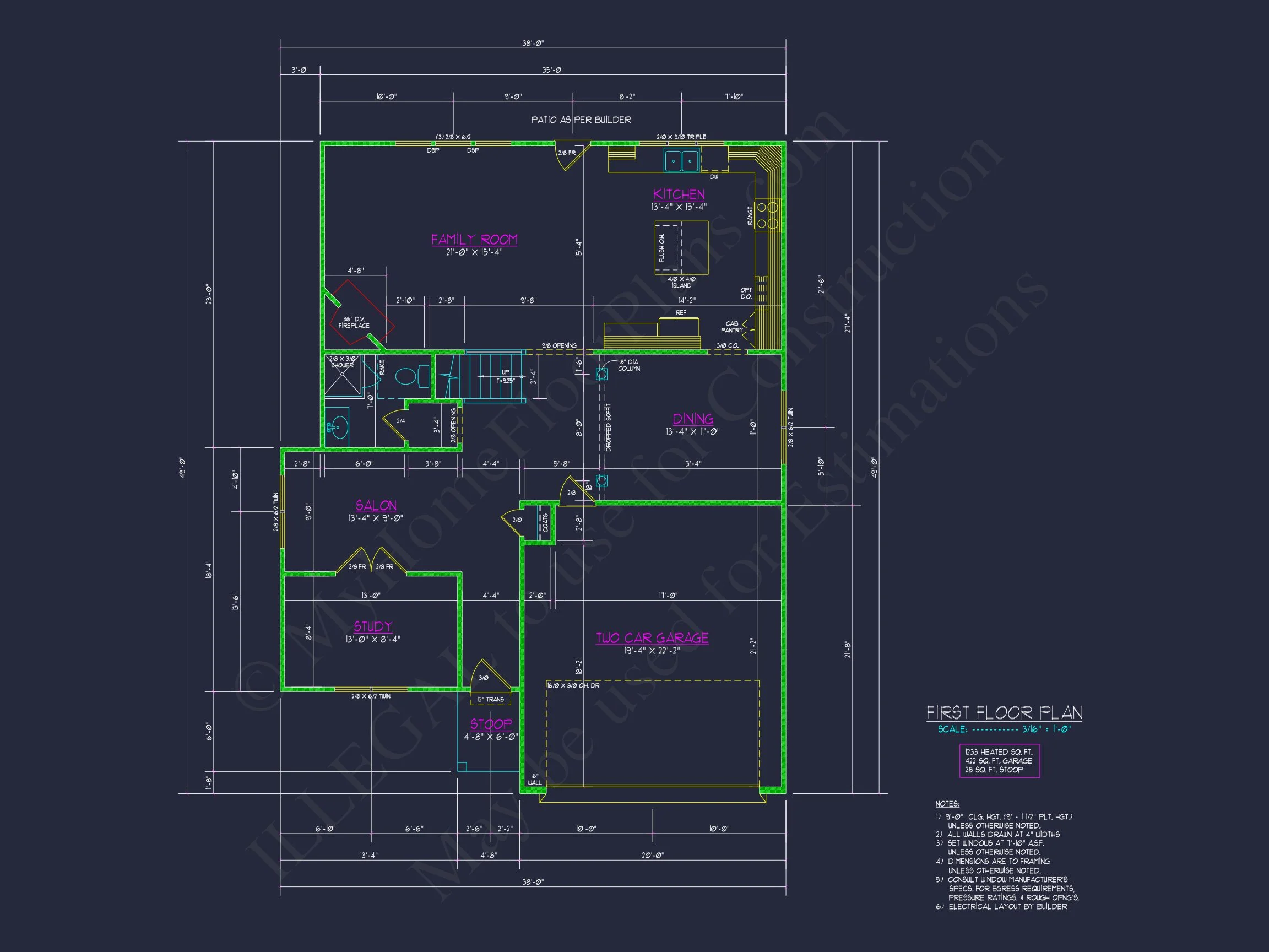 18-1564 HOUSE PLAN - Modern Traditional House Design with CAD Floor Plan & Blueprint 6 Modern Traditional house Design with CAD Floor Plan & Blueprint