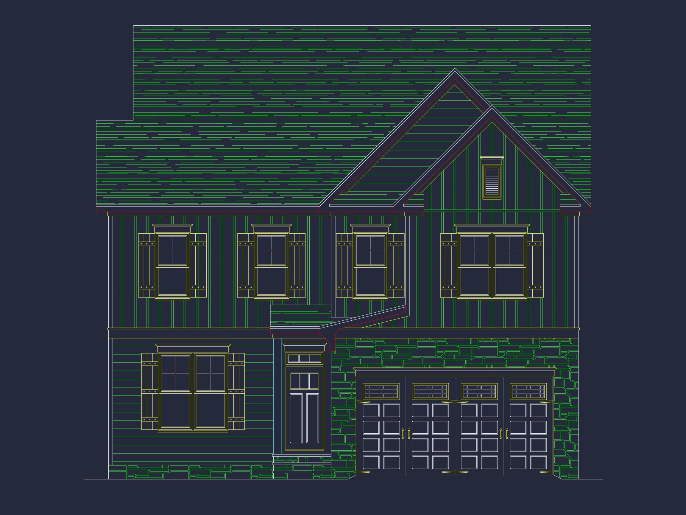 18-1564 HOUSE PLAN - Modern Traditional House Design with CAD Floor Plan & Blueprint 3 Modern Traditional house Design with CAD Floor Plan & Blueprint