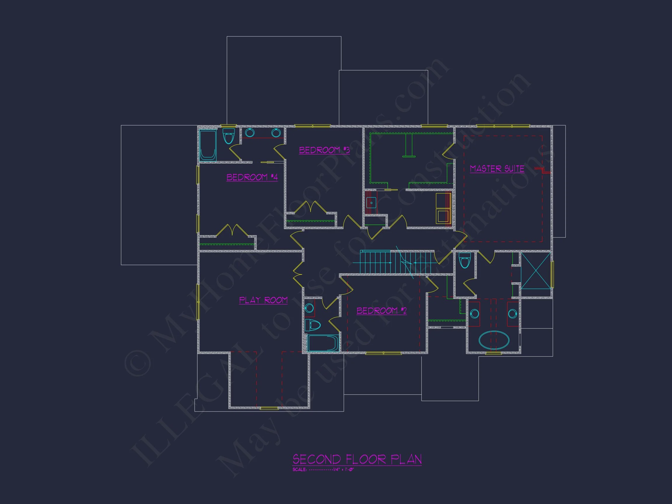 Modern house Plan with Spacious Floor Design and CAD Blueprint
