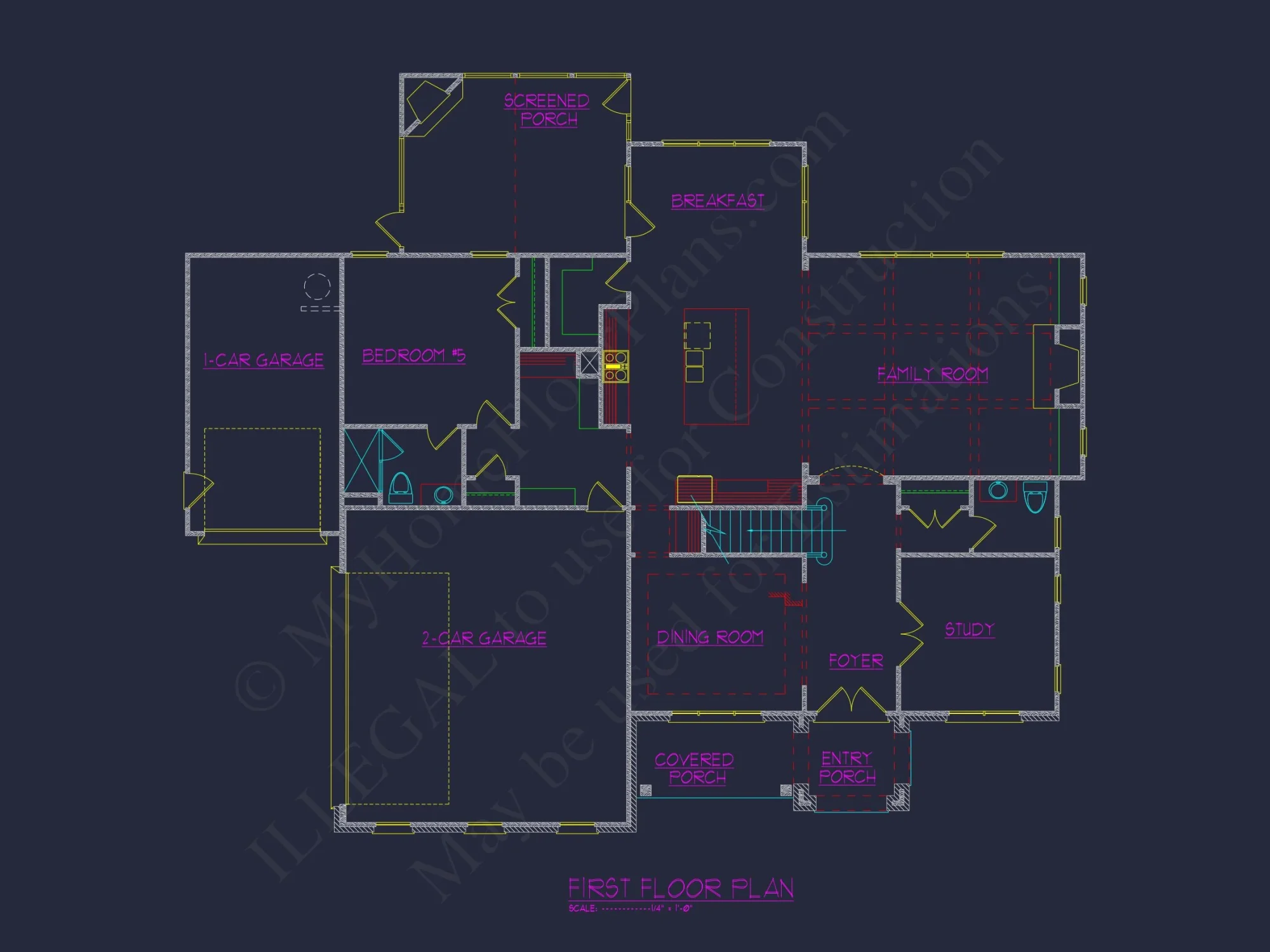 Modern house Plan with Spacious Floor Design and CAD Blueprint