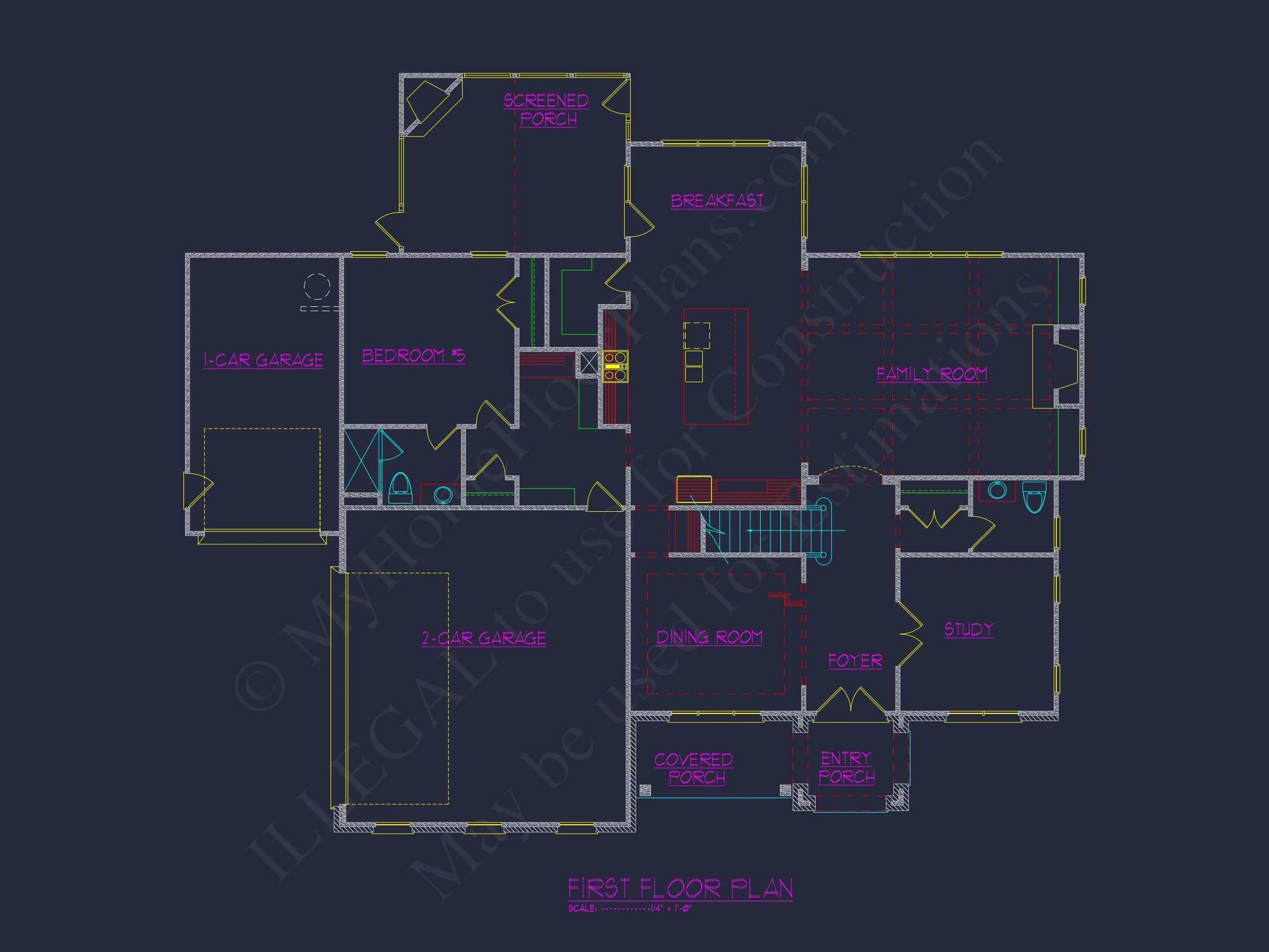 Modern house Plan with Spacious Floor Design and CAD Blueprint