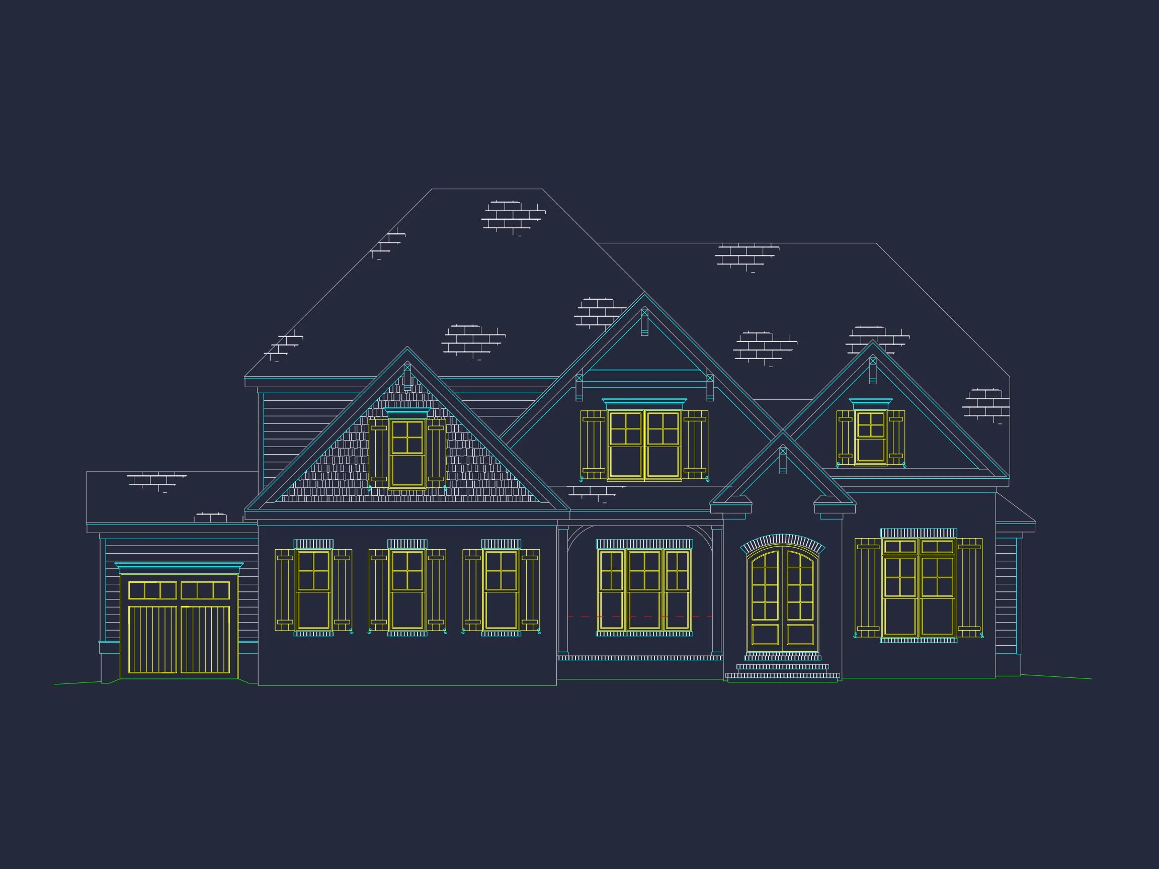 Modern house Plan with Spacious Floor Design and CAD Blueprint