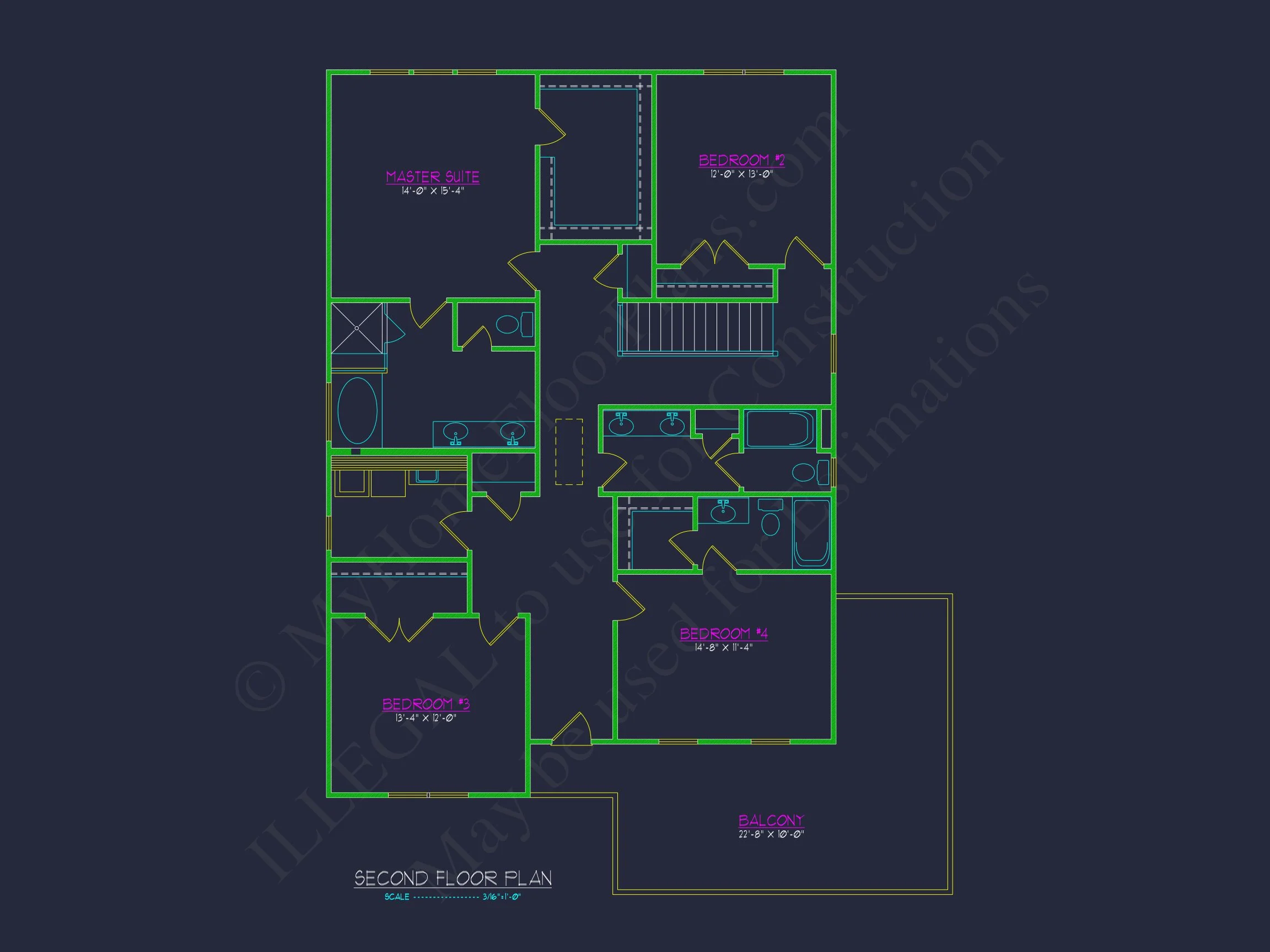 Modern Suburban house Floor Plan with CAD Design Features