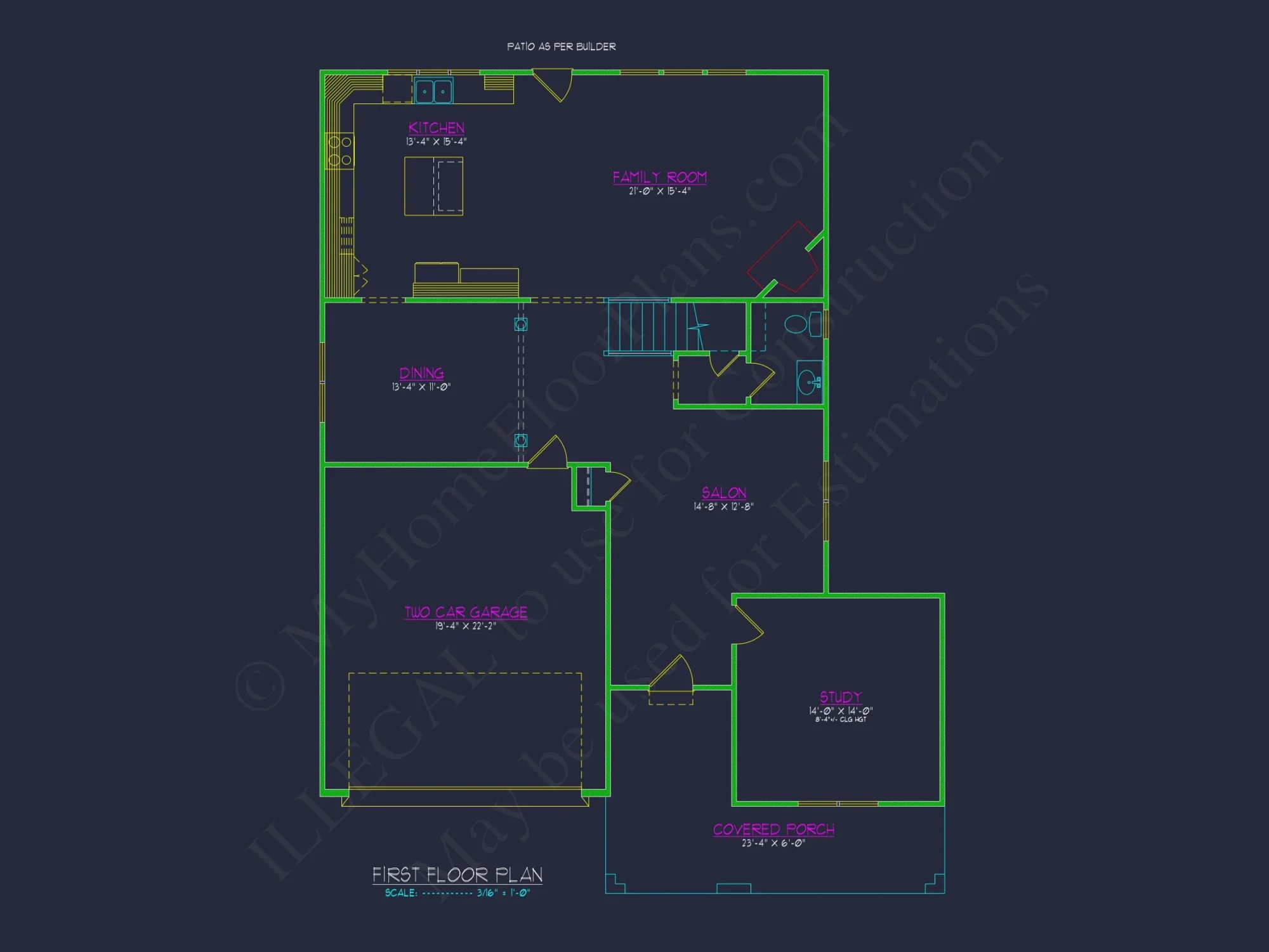 Modern Suburban house Floor Plan with CAD Design Features
