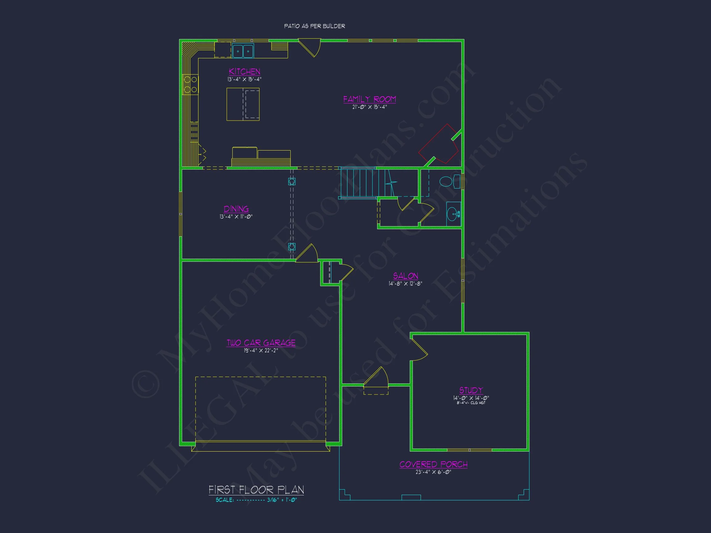 Modern Suburban house Floor Plan with CAD Design Features