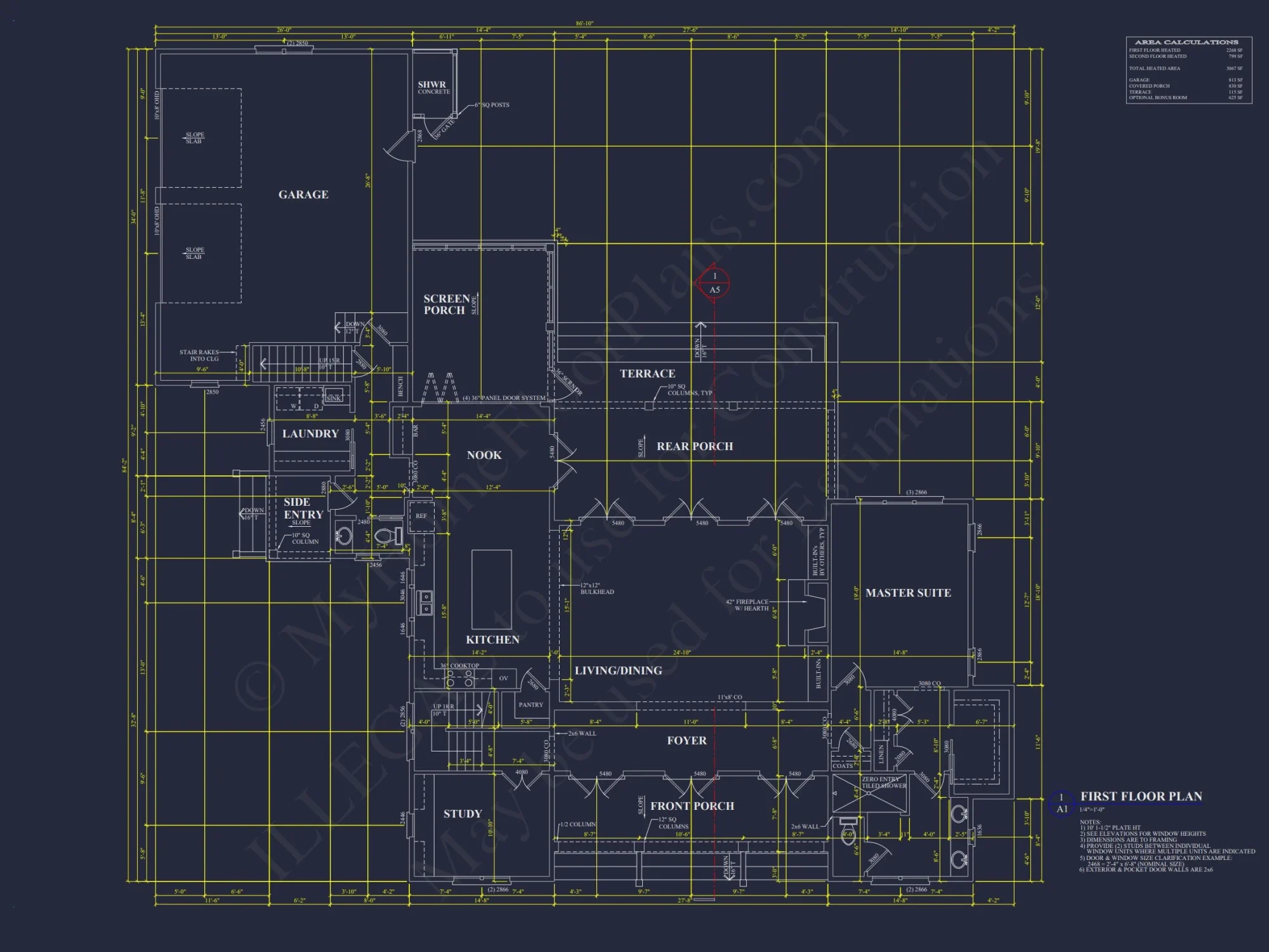 Elegant Southern house Floor Plan with CAD Designs and Blueprint