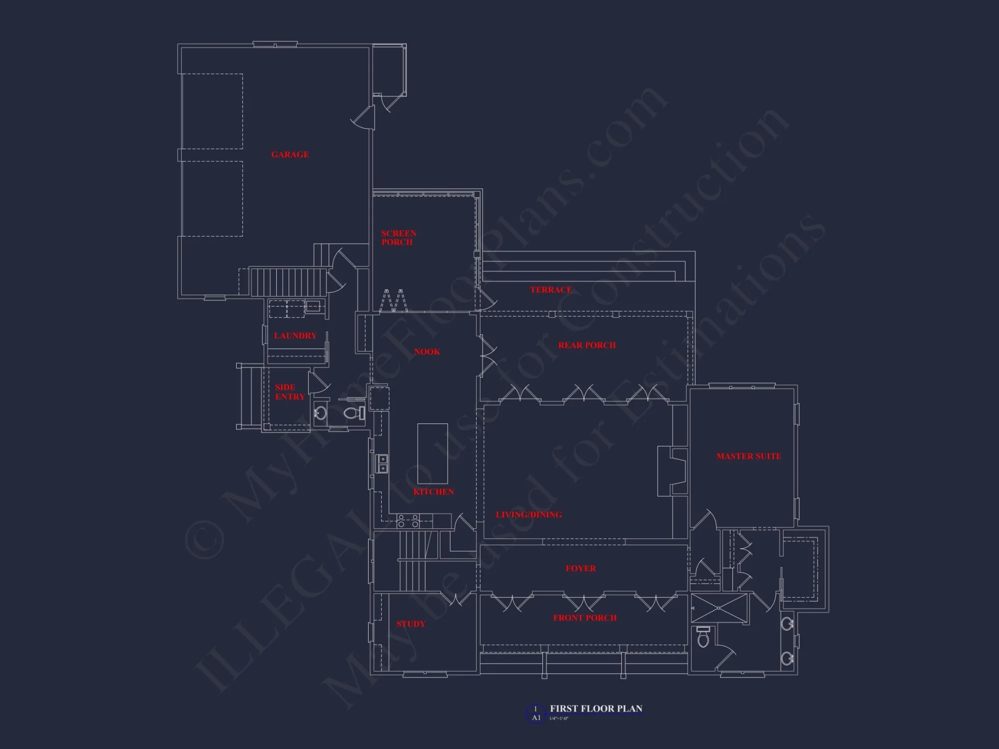 Elegant Southern house Floor Plan with CAD Designs and Blueprint