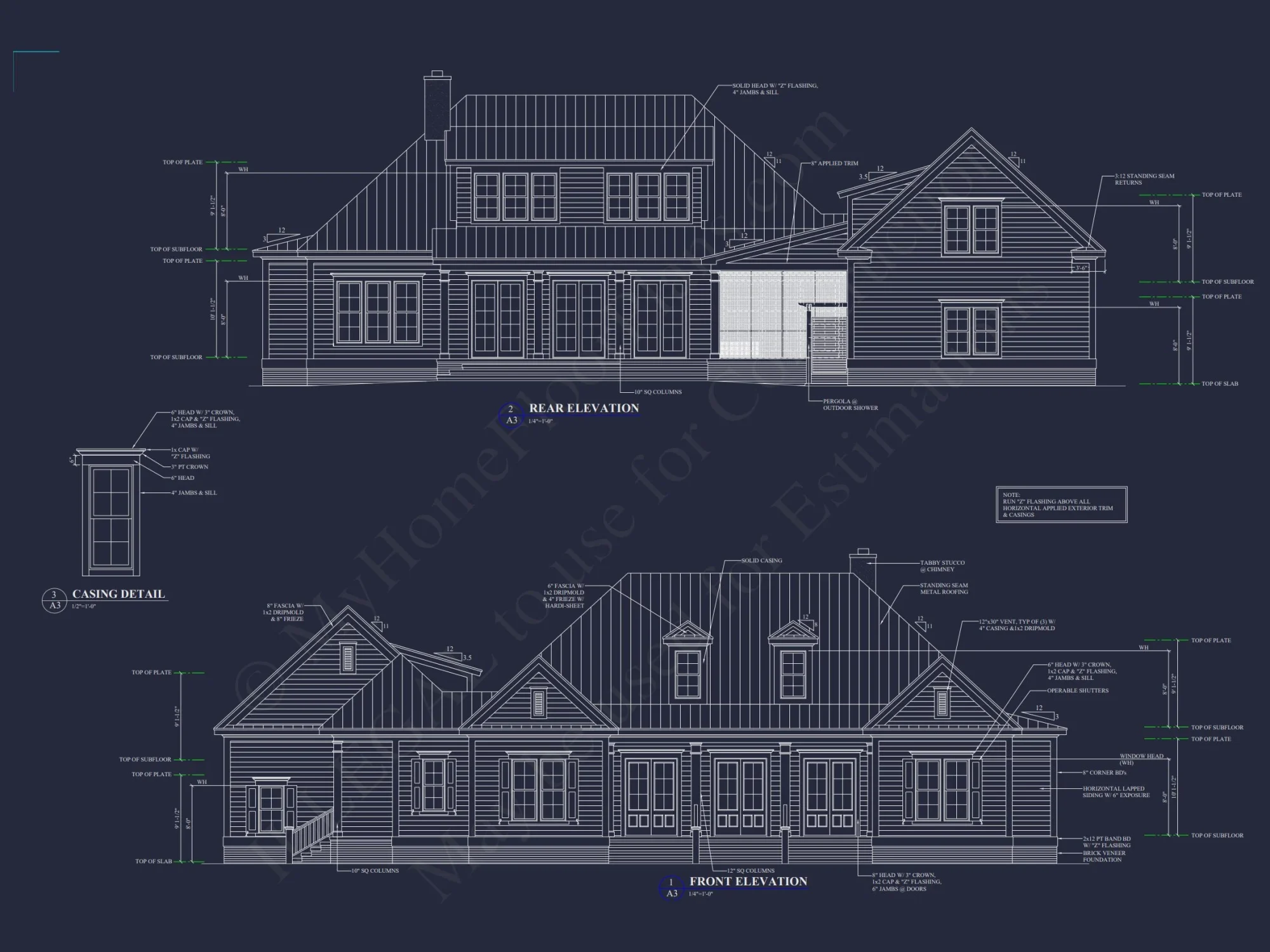 Elegant Southern house Floor Plan with CAD Designs and Blueprint