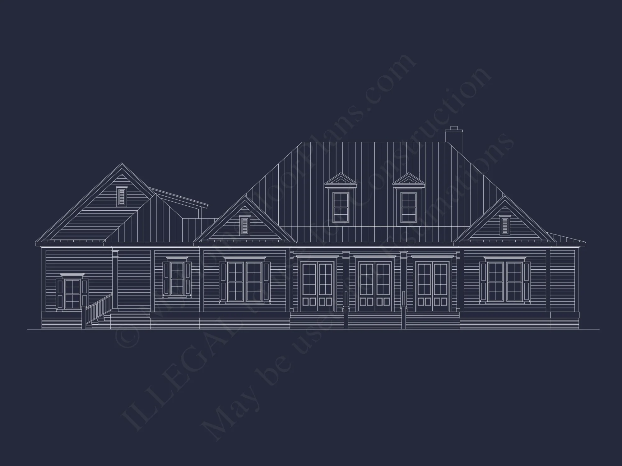 Elegant Southern house Floor Plan with CAD Designs and Blueprint