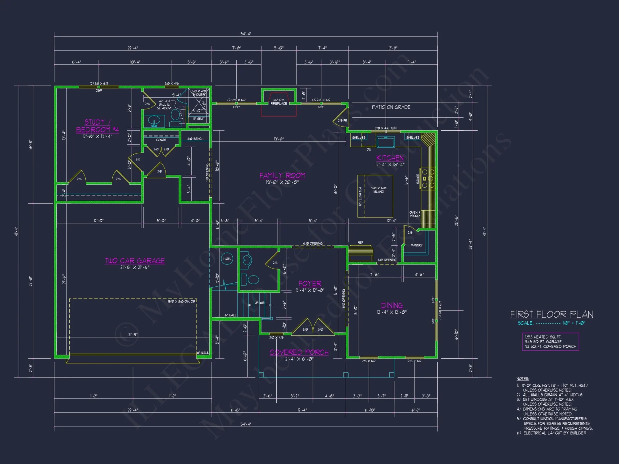 Modern Craftsman house Plan with Detailed Floor Blueprint