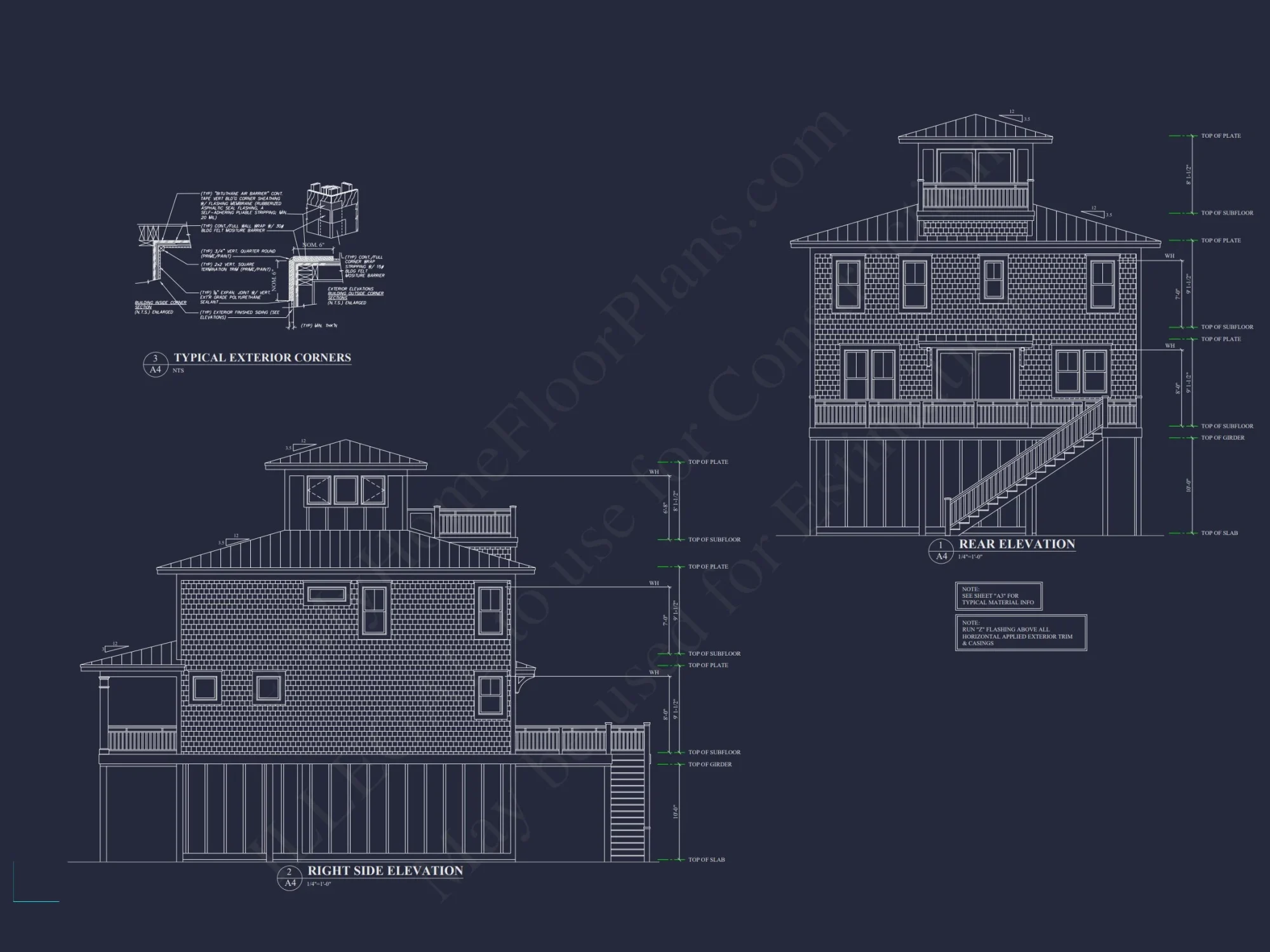 Charming 3-Story house Plan with Coastal Architecture and CAD Design