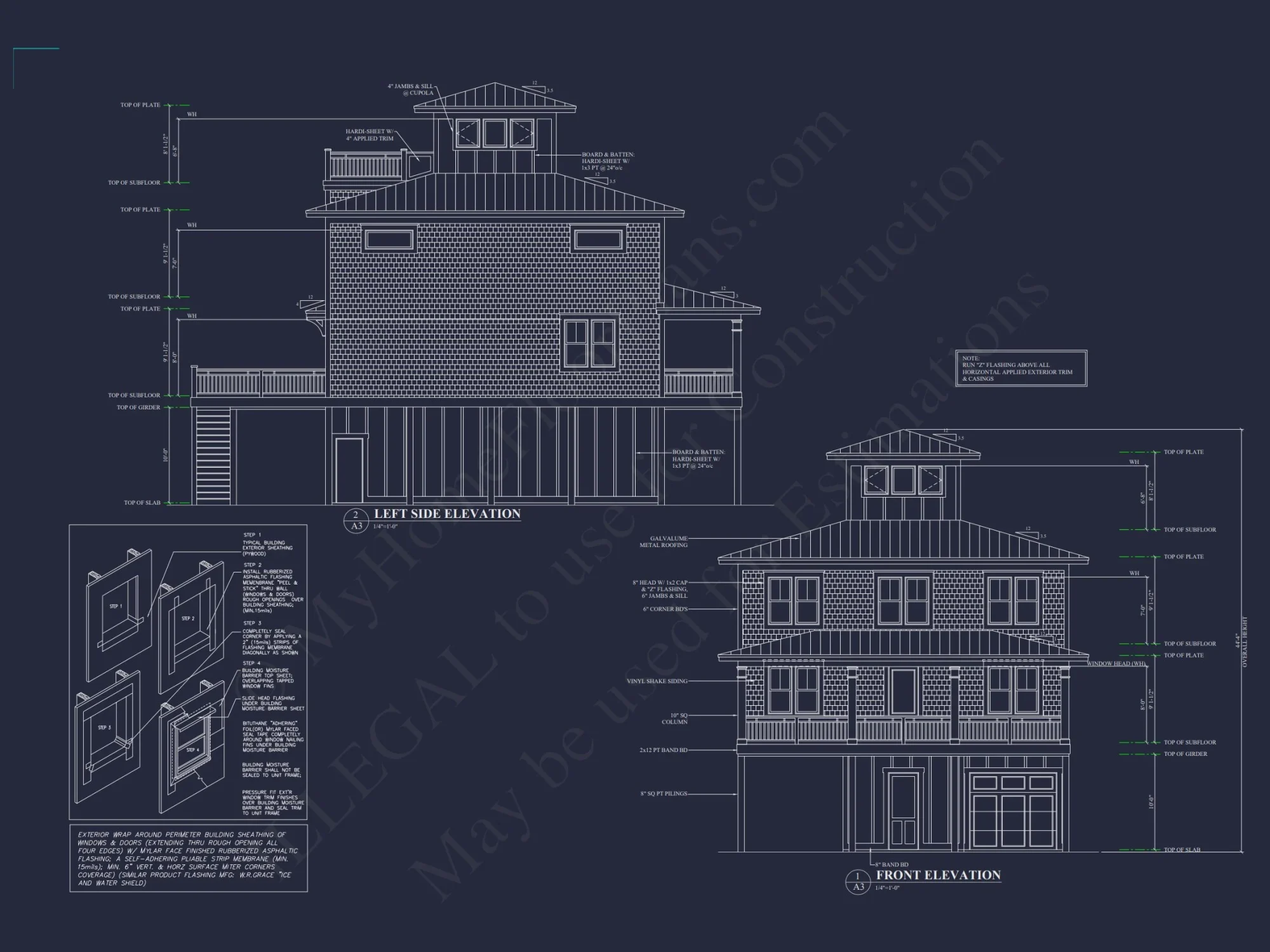 Charming 3-Story house Plan with Coastal Architecture and CAD Design