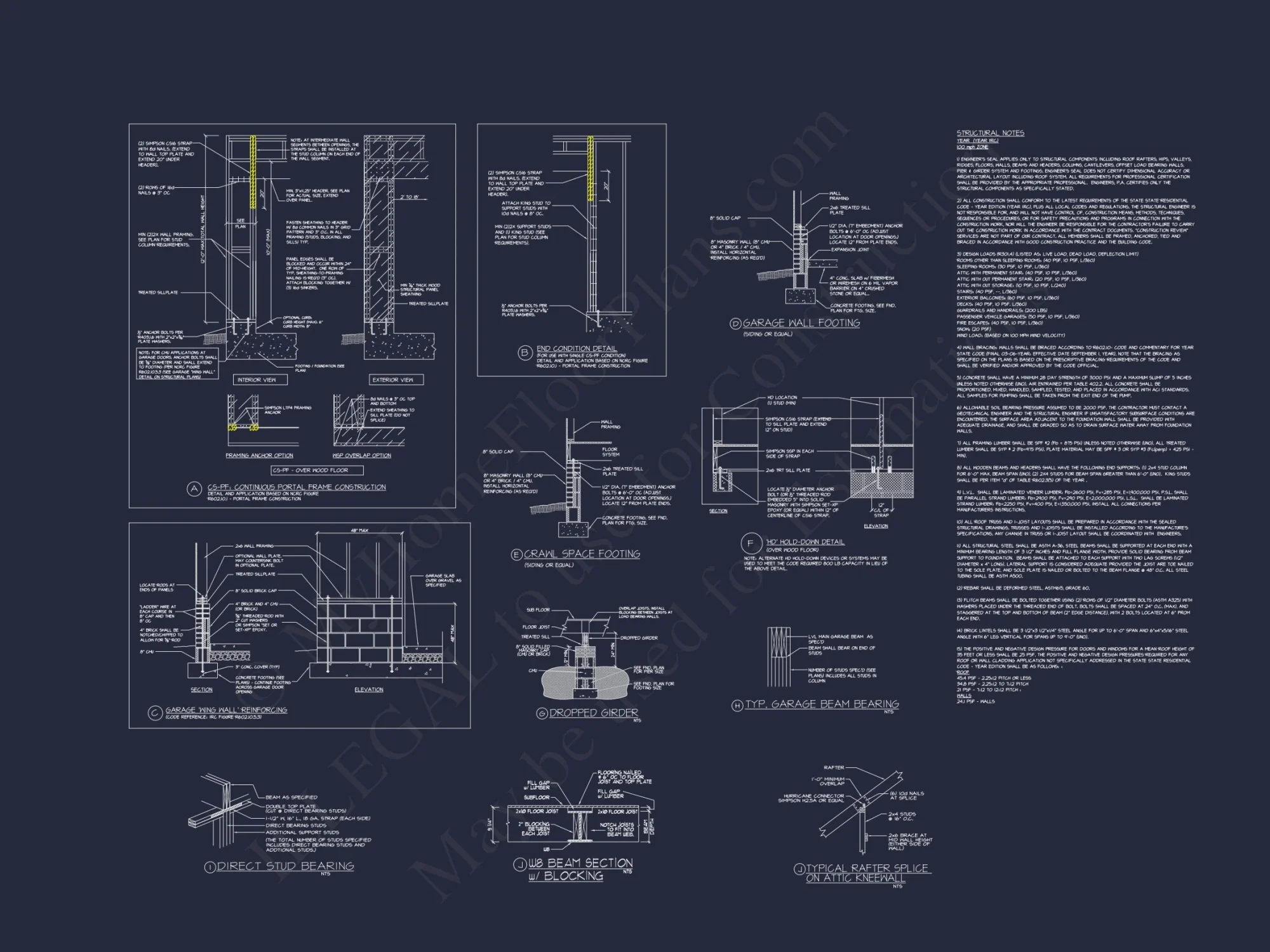 Architectural house Plan with 5 Bedrooms and 2 Floors