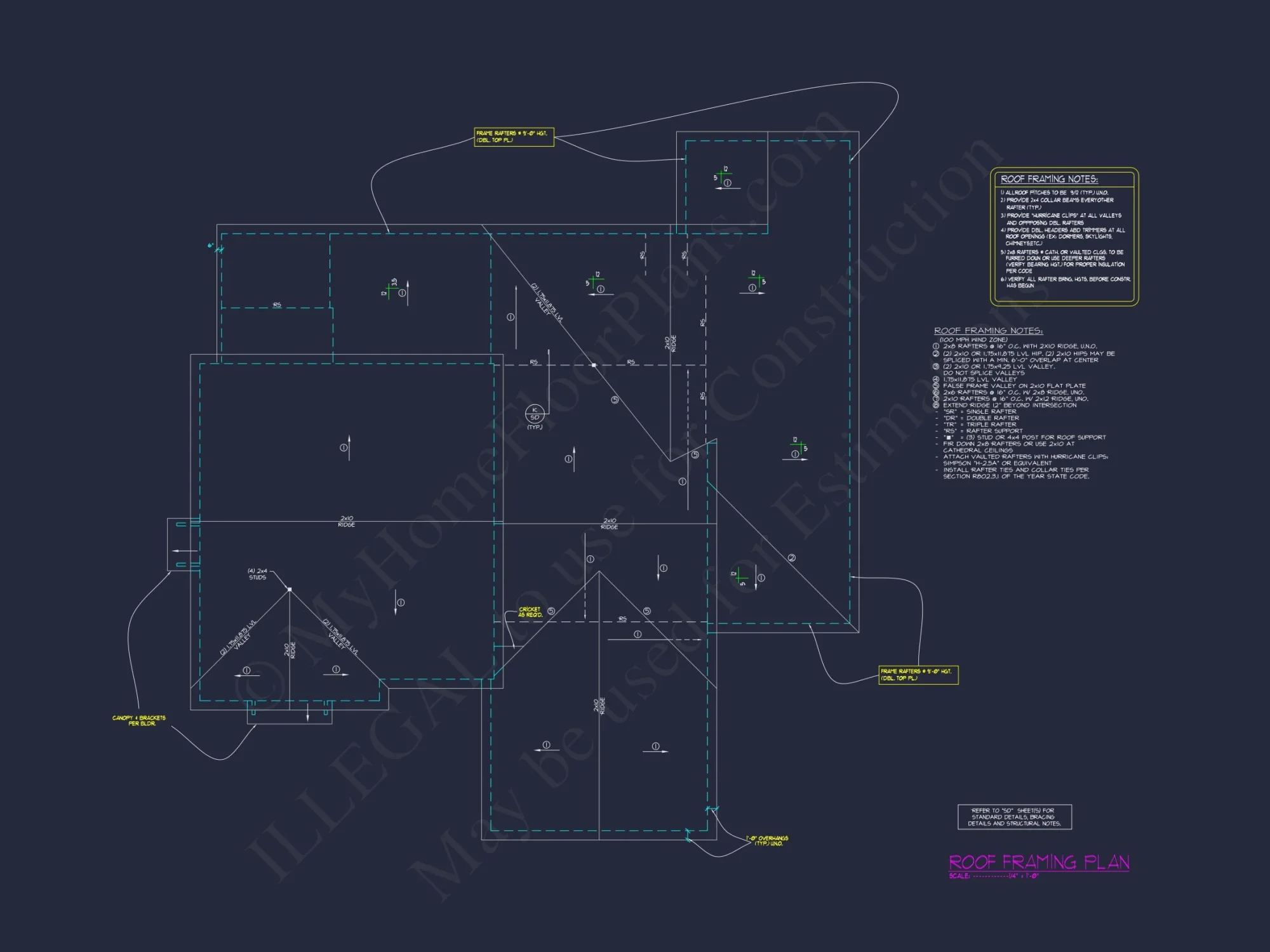 Architectural house Plan with 5 Bedrooms and 2 Floors