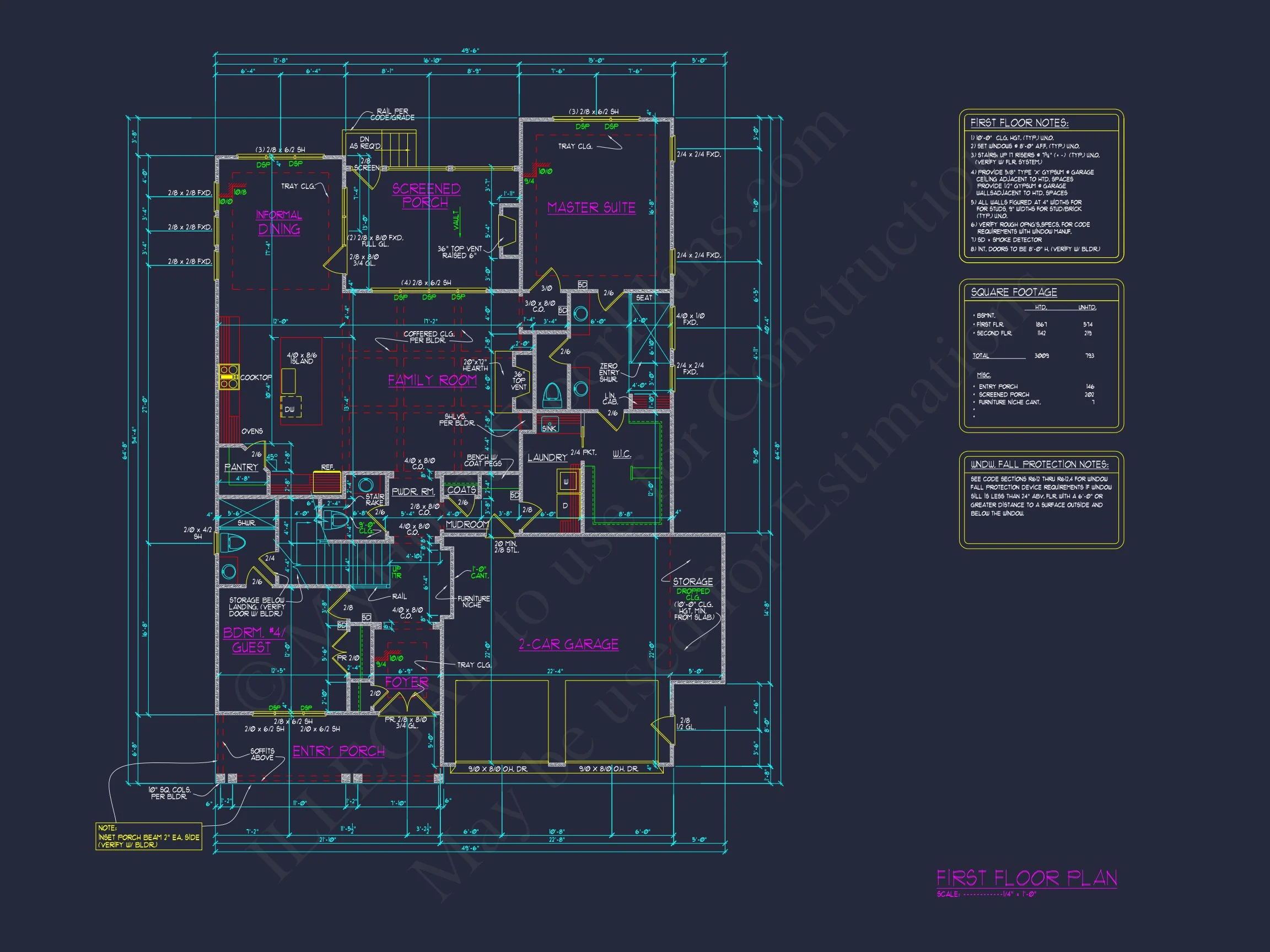 Spacious Traditional Craftsman house Plan with Detailed Blueprint