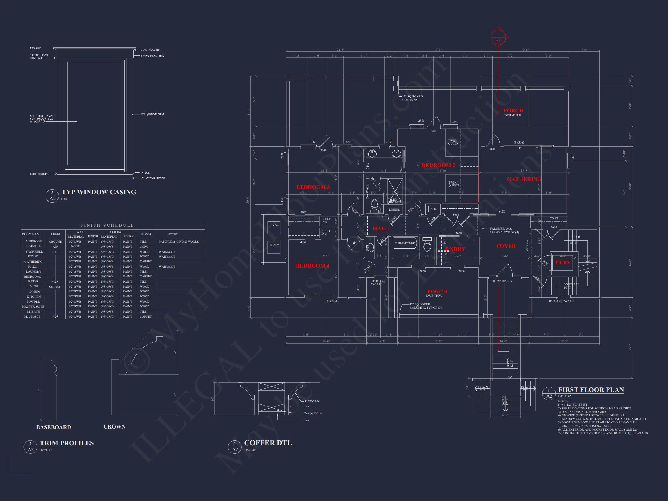 Elegant Coastal house Plan with CAD Blueprint & Designs