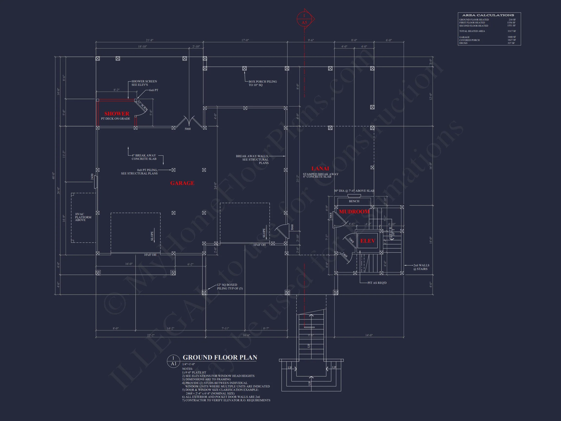 Elegant Coastal house Plan with CAD Blueprint & Designs