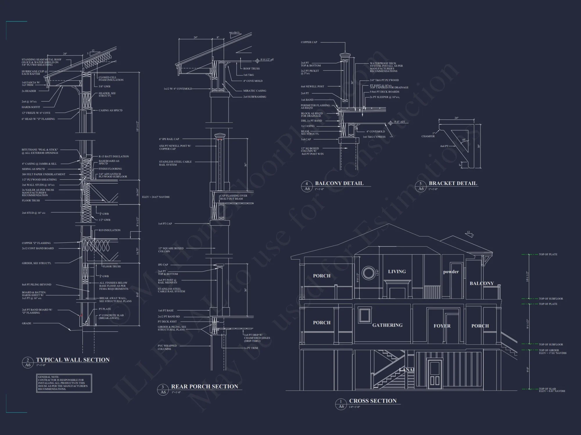 Elegant Coastal house Plan with CAD Blueprint & Designs