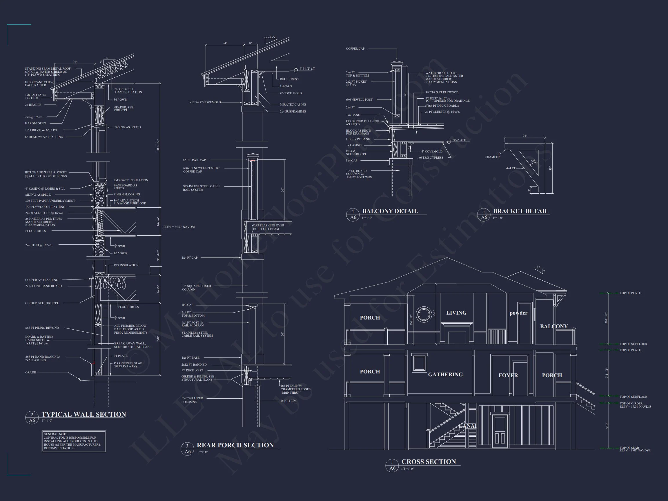 Elegant Coastal house Plan with CAD Blueprint & Designs