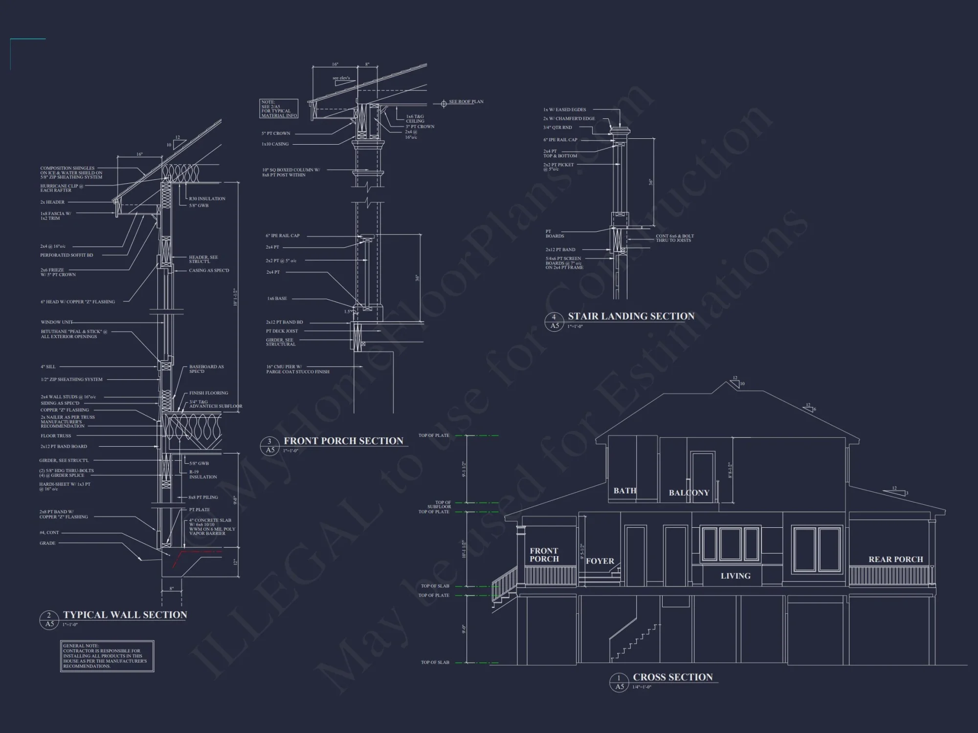 Modern Coastal house Plan with CAD-Designed Architectural Floors