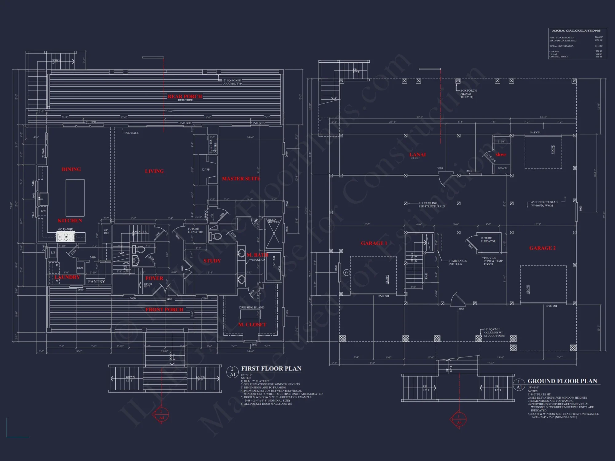 Modern Coastal house Plan with CAD-Designed Architectural Floors