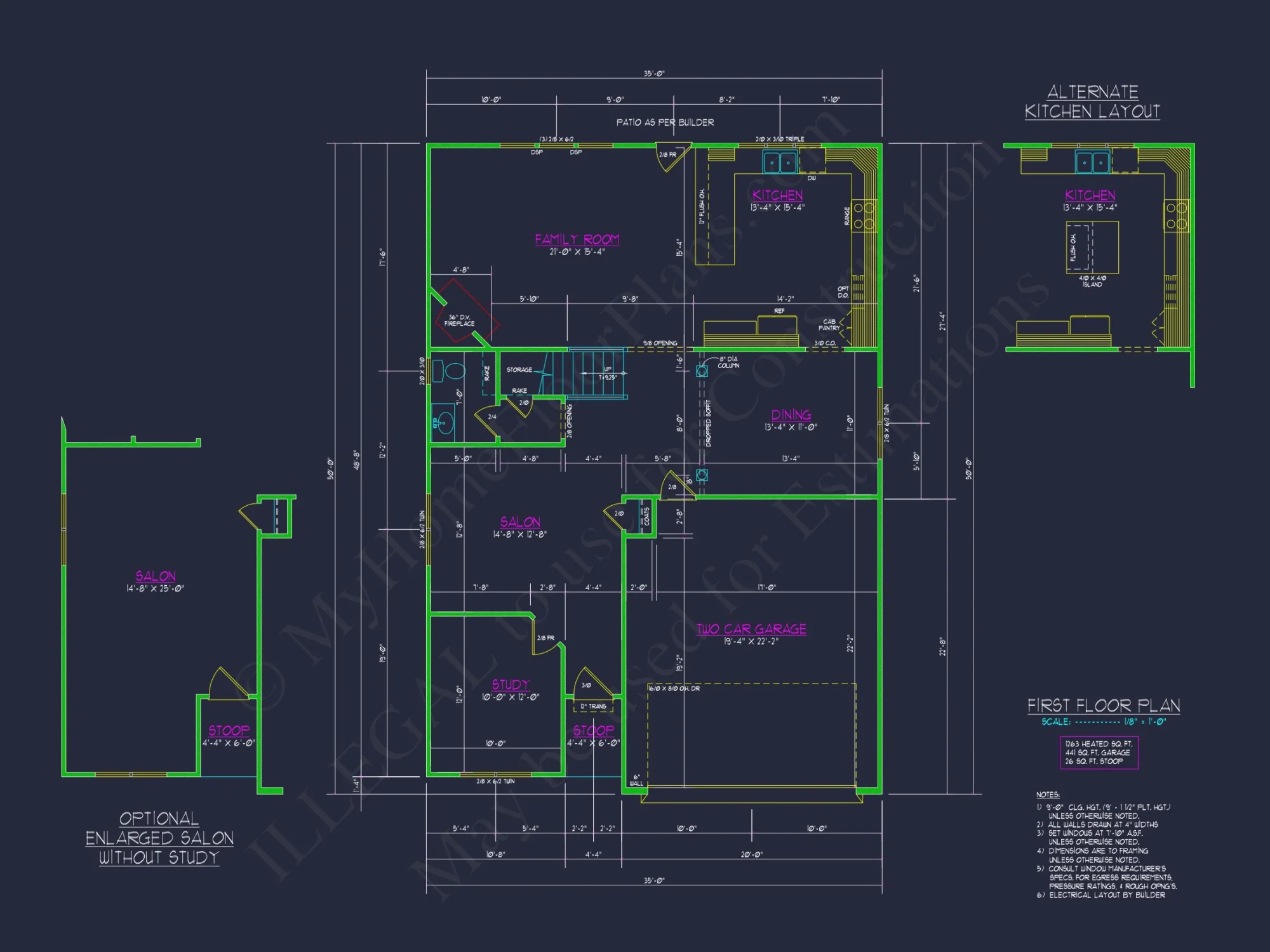 house Plan with 2 Floors, 4 Beds, CAD Blueprint & Designs