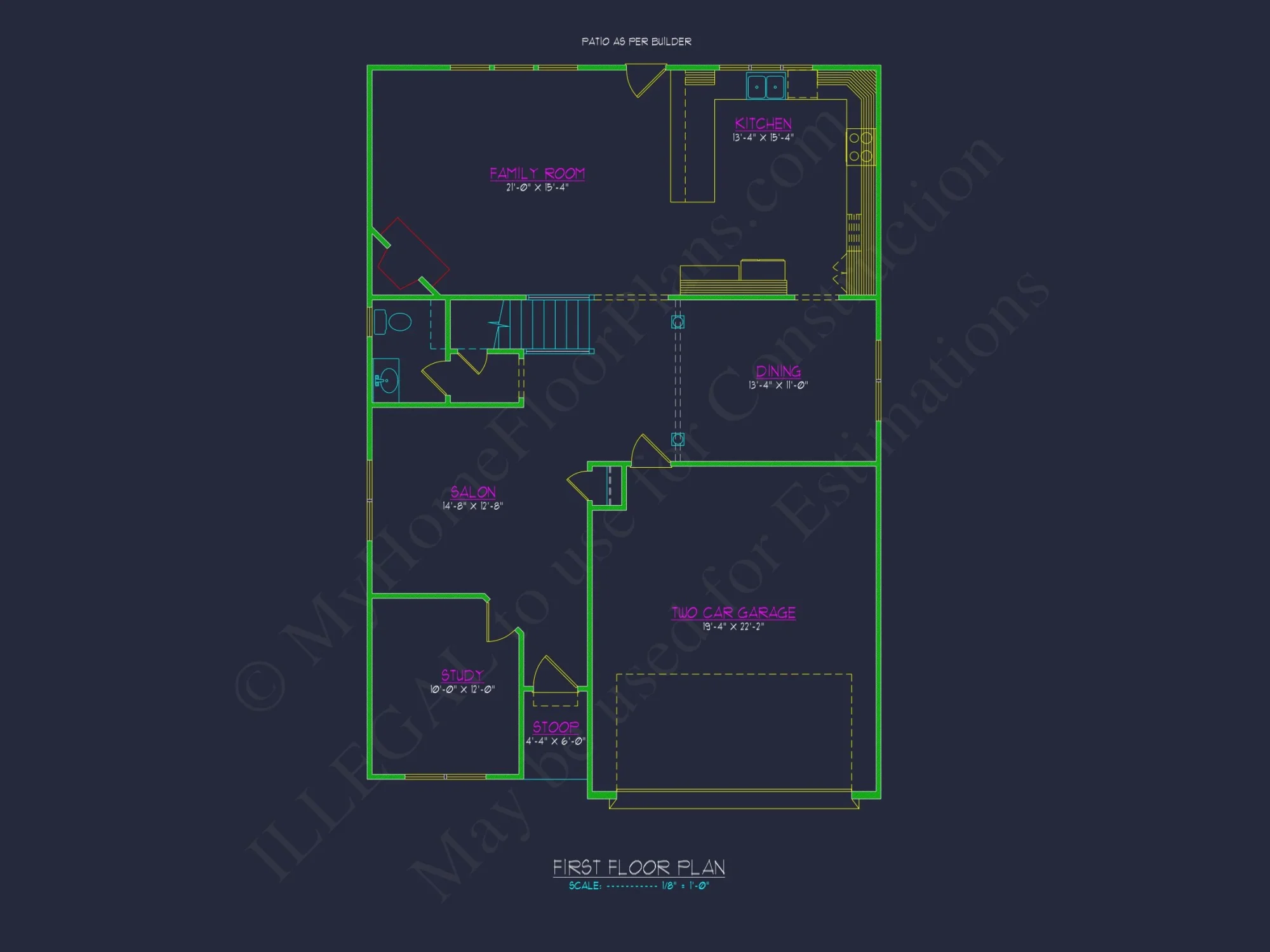 house Plan with 2 Floors, 4 Beds, CAD Blueprint & Designs