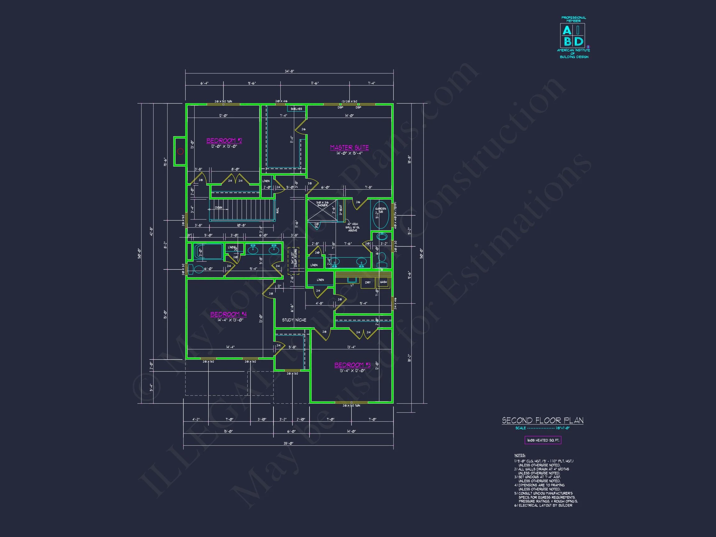18-1147 HOUSE PLAN - Modern House Design with 2-Story CAD Floor Plans and Details 8 Modern house Design with 2-Story CAD Floor Plans and Details