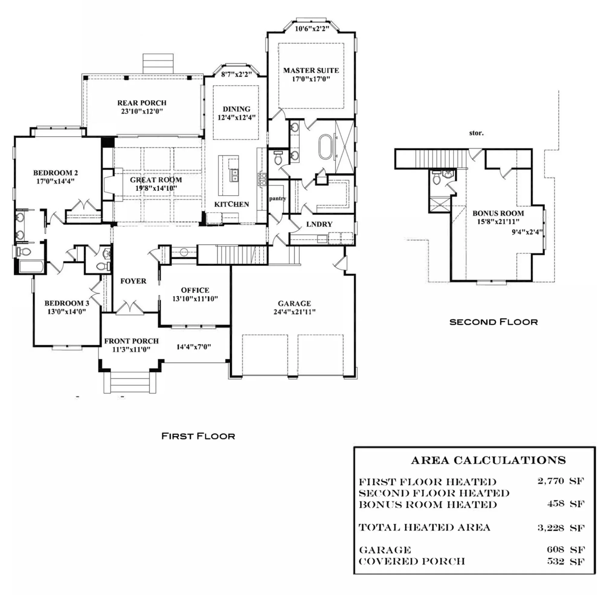 Modern Craftsman house Plan with Bonus Room and 1.5 Floors