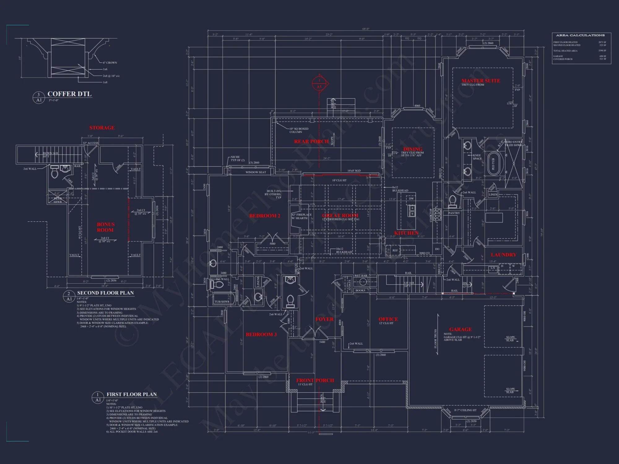 Modern Craftsman house Plan with Bonus Room and 1.5 Floors