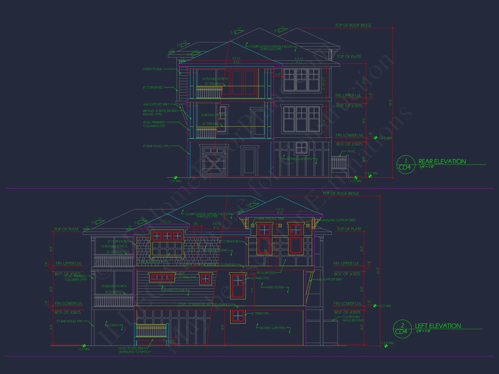 Elegant house Plan with CAD Floor Designs and Architectural Blueprint