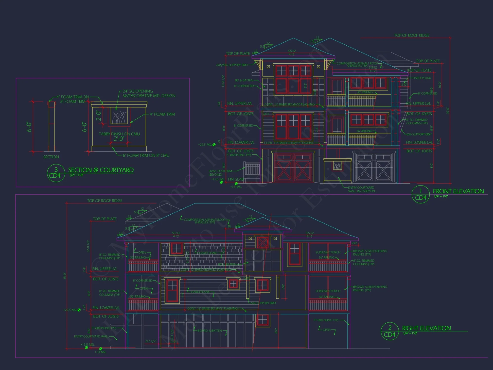 Elegant house Plan with CAD Floor Designs and Architectural Blueprint