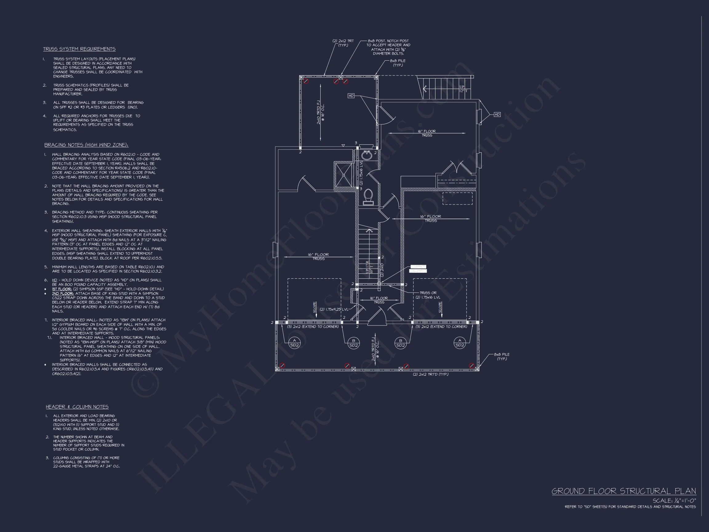 Stylish 3-Story Coastal house Plan with CAD Blueprint Designs