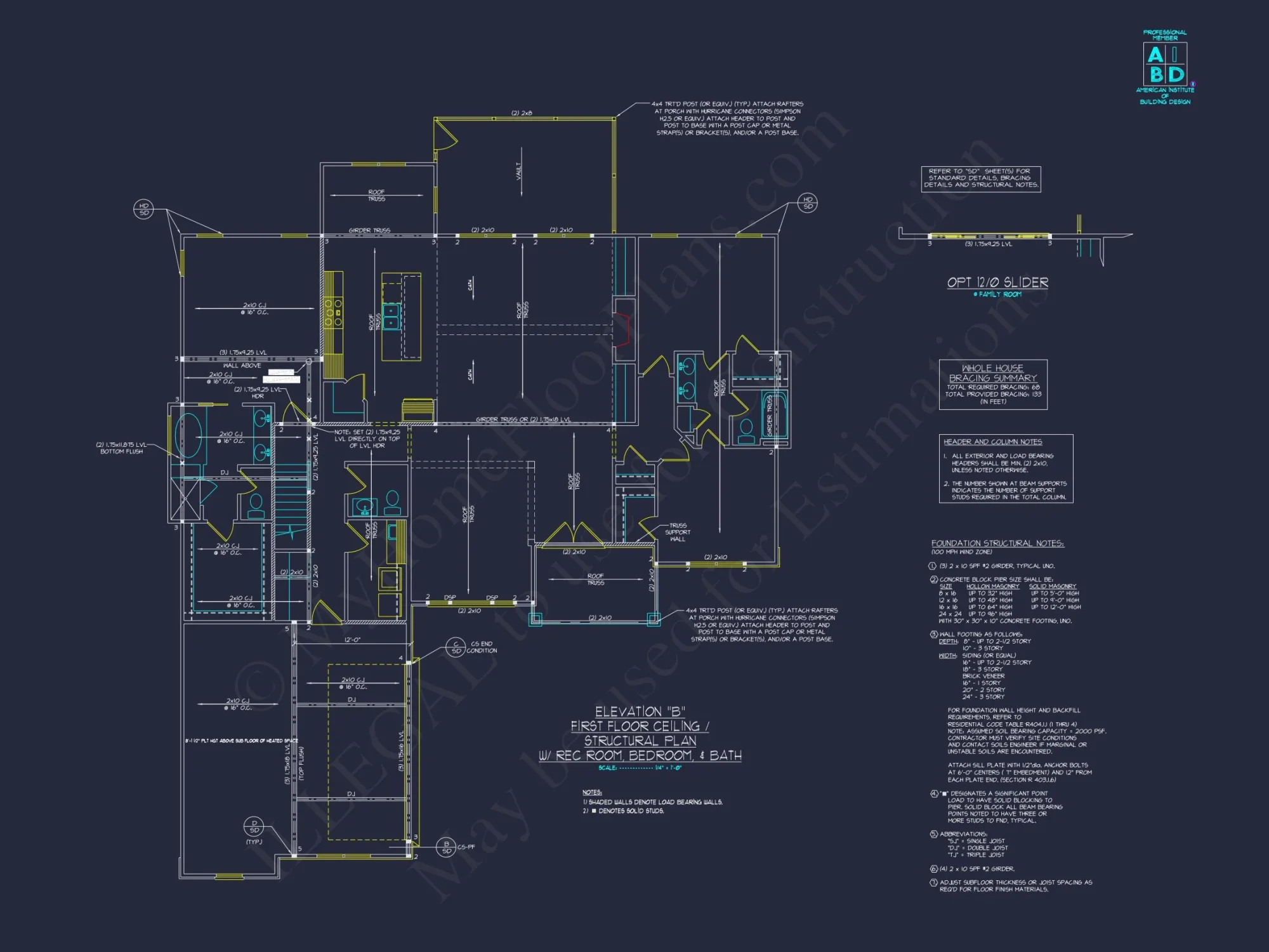 Craftsman Floor Plan with Bonus Room, CAD Blueprint & Designs