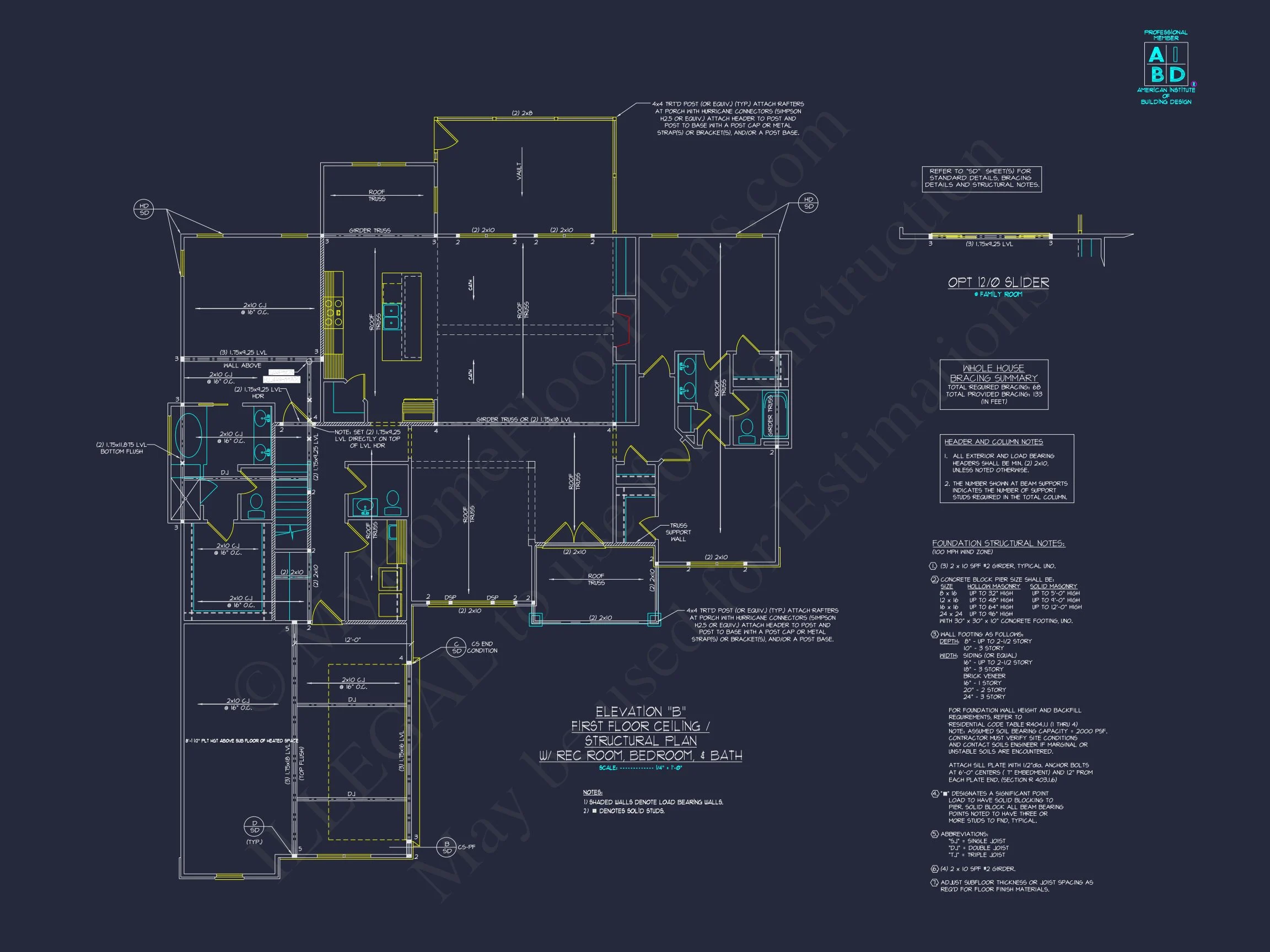 18-1019 HOUSE PLAN - Craftsman Floor Plan with Bonus Room, CAD Blueprint & Designs 9 Craftsman Floor Plan with Bonus Room, CAD Blueprint & Designs