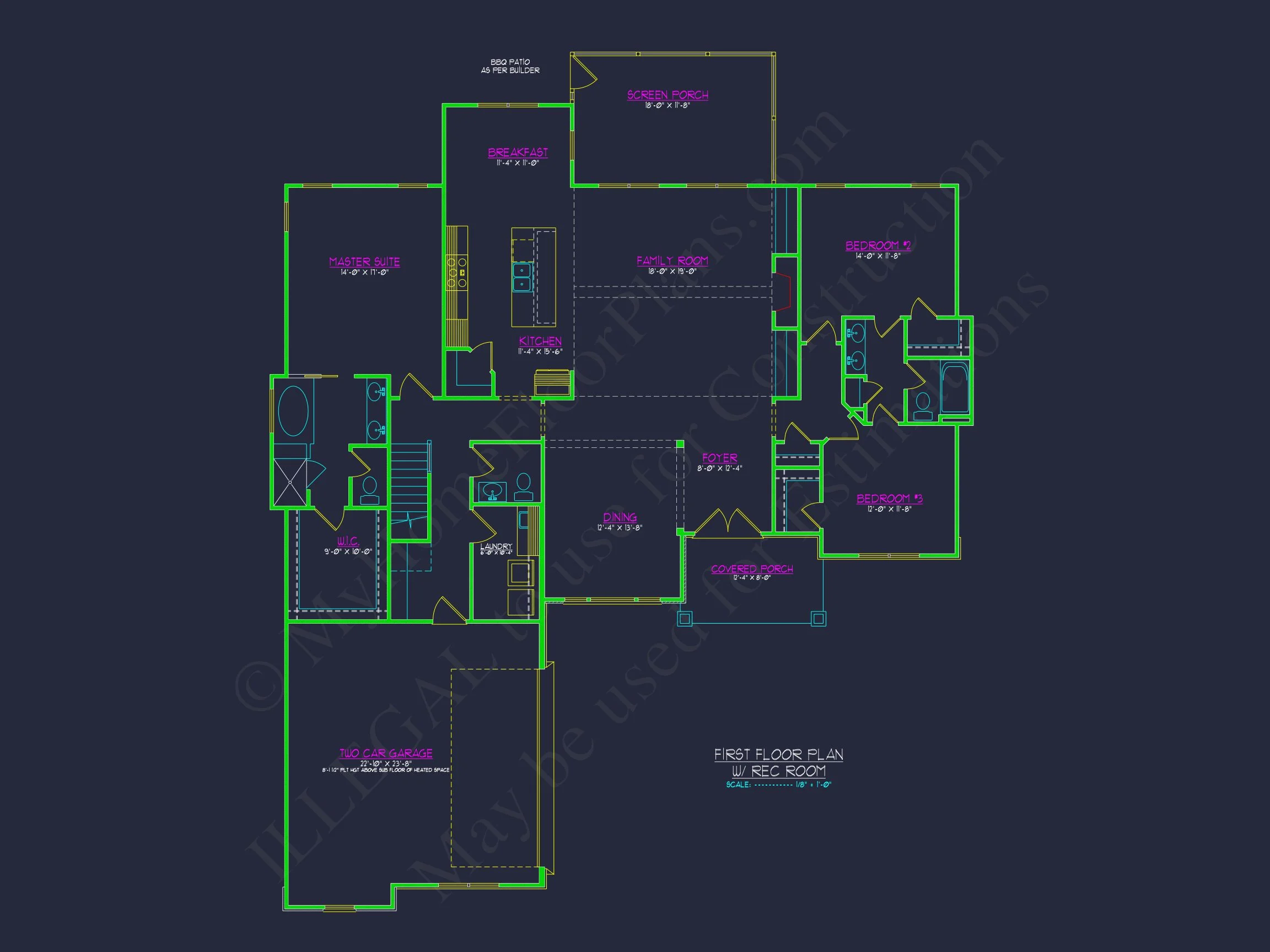 18-1019 HOUSE PLAN - Craftsman Floor Plan with Bonus Room, CAD Blueprint & Designs 4 Craftsman Floor Plan with Bonus Room, CAD Blueprint & Designs