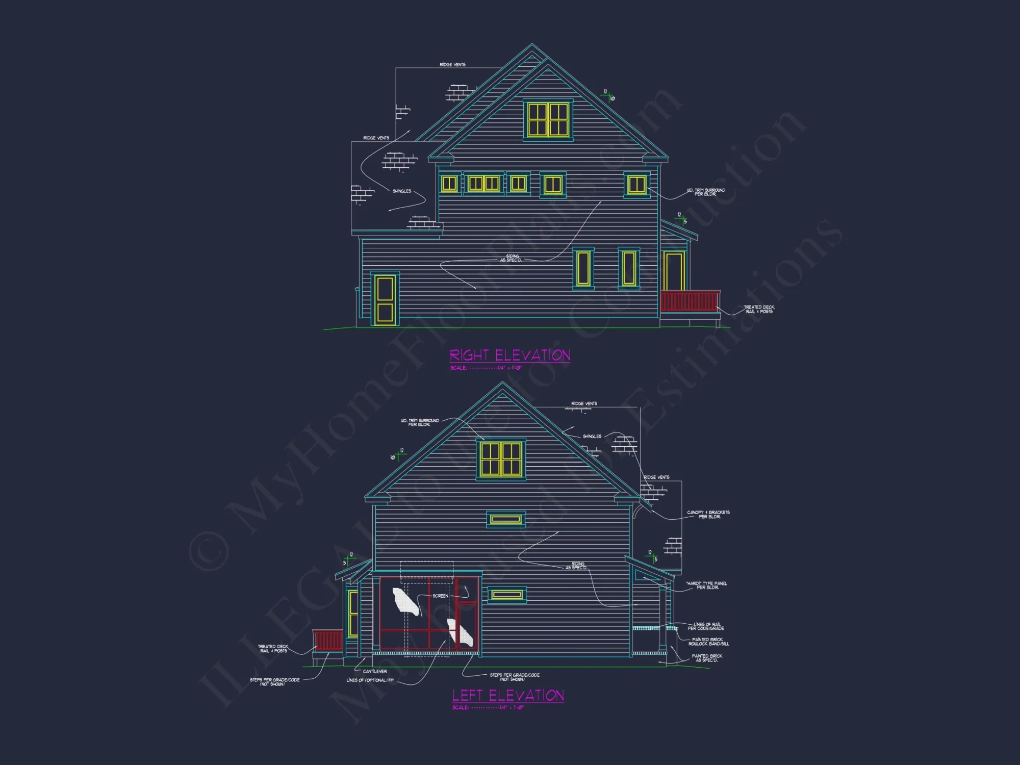 Modern 3 Story house Plan with CAD Designs & Blueprints
